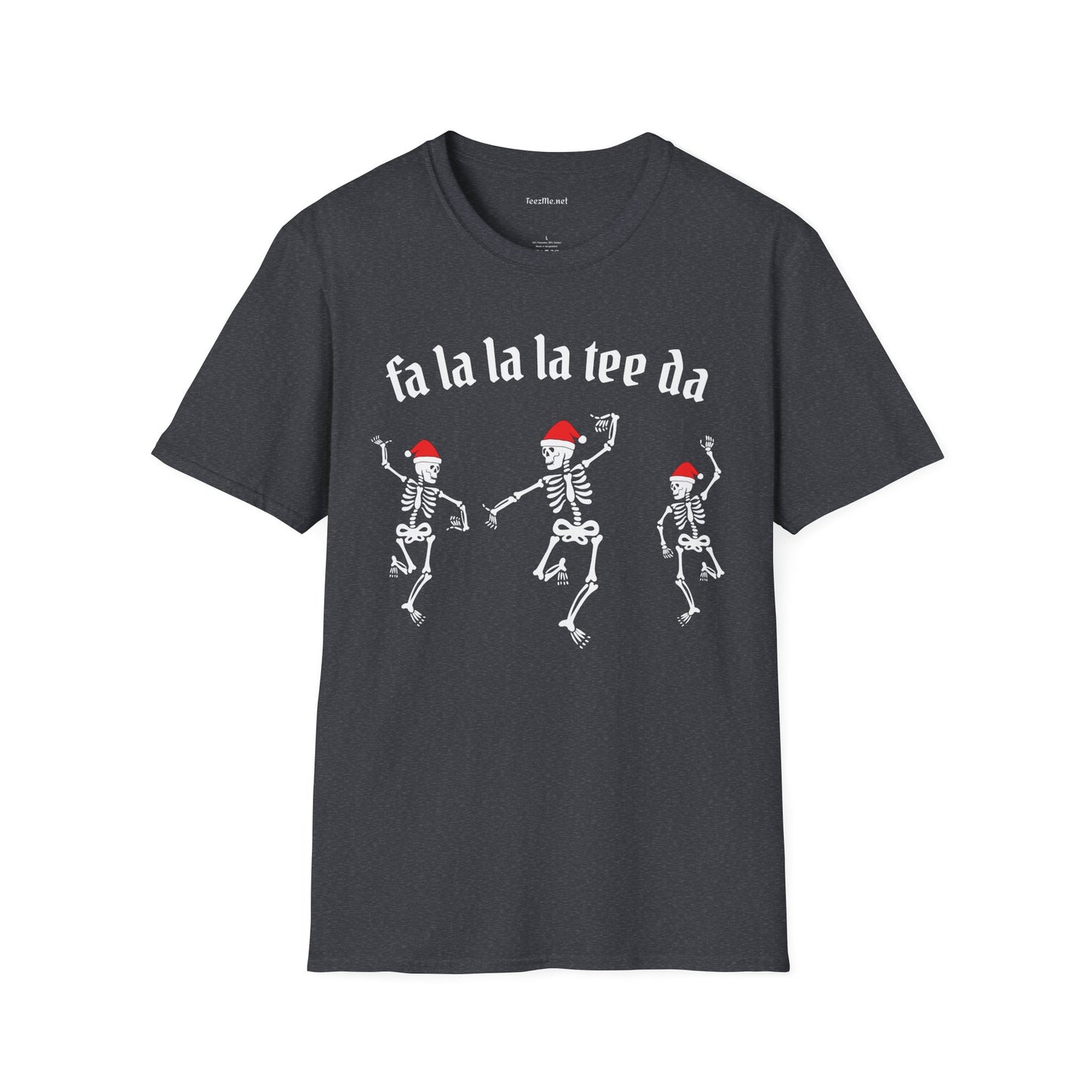 Dancing Santa Skeletons fa la la la Unisex Softstyle T-Shirt 100% Cotton Graphic