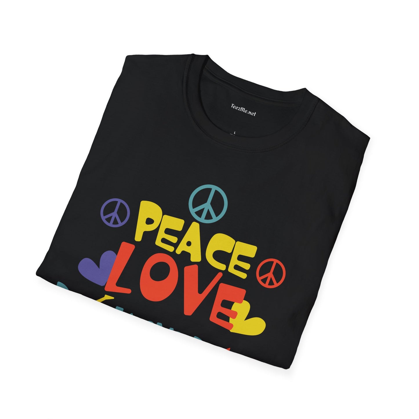 Peace Love Rock 'N Roll Unisex Softstyle T-Shirt 100% Cotton Graphic