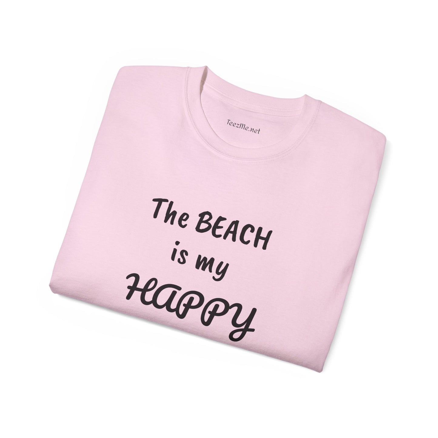 The BEACH is my Happy Place - Unisex Ultra Cotton Tee 100% Cotton Graphic
