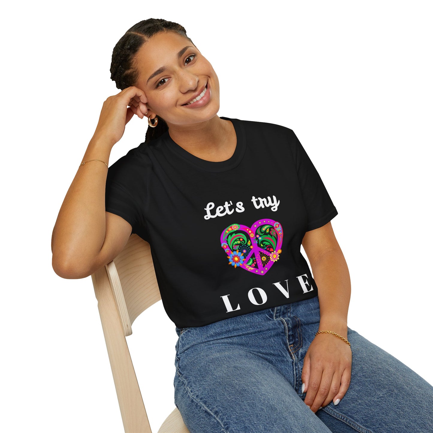 Let's Try Love - Unisex Softstyle T-Shirt 100% Cotton Graphic