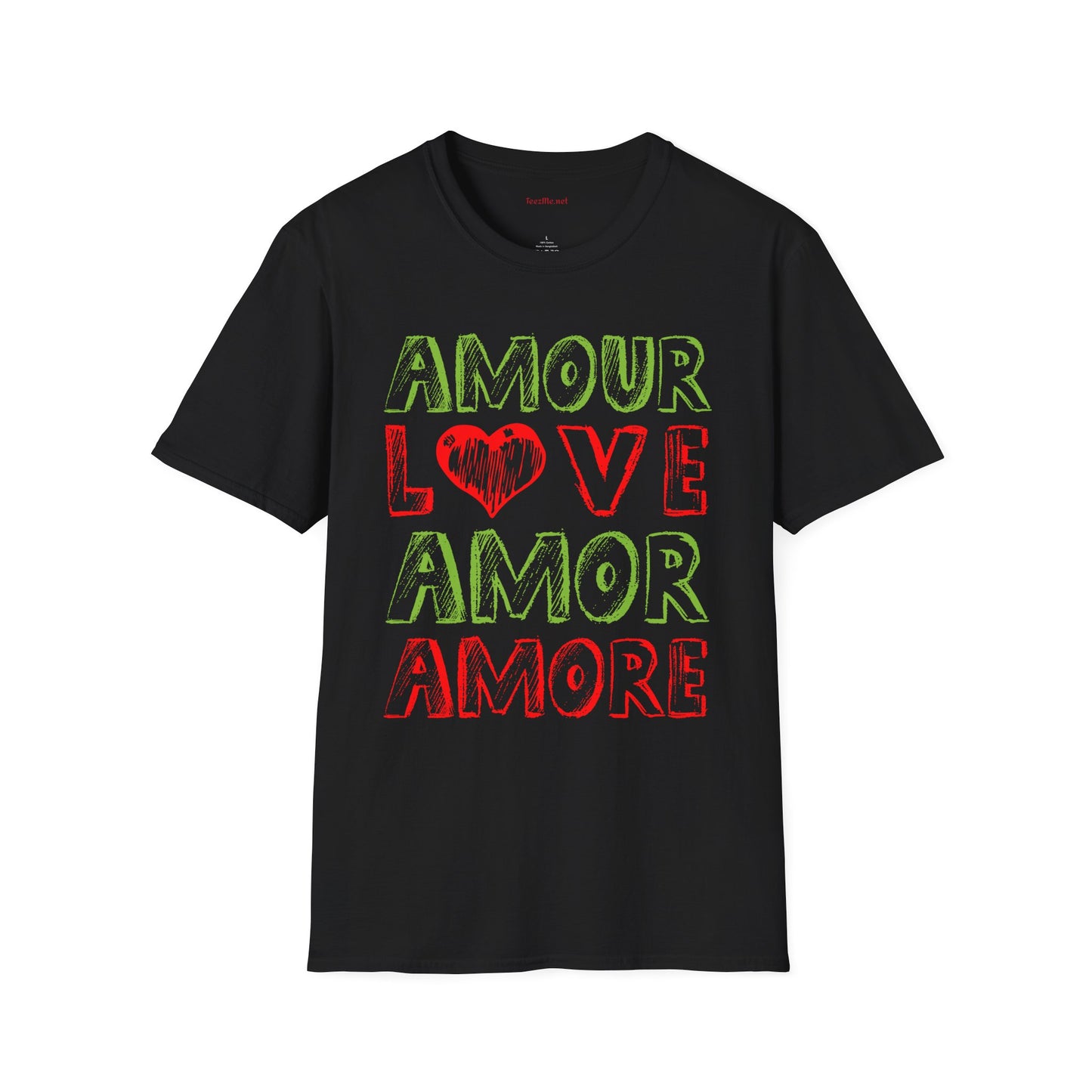 Amour Love Amor Amore Unisex Softstyle T-Shirt 100% Cotton Graphic