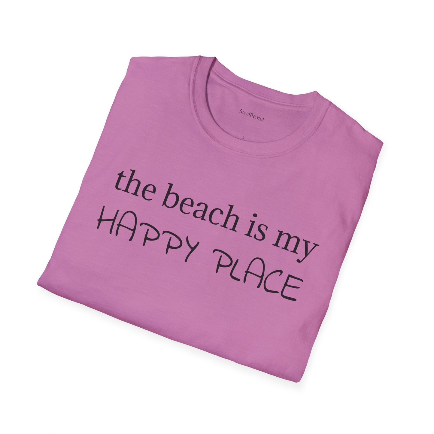The beach is my happy place - Unisex Softstyle T-Shirt 100% Cotton Graphic