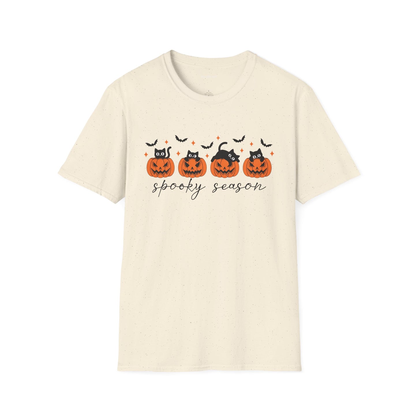 Spooky Season with Cats Unisex Softstyle T-Shirt 100% Cotton
