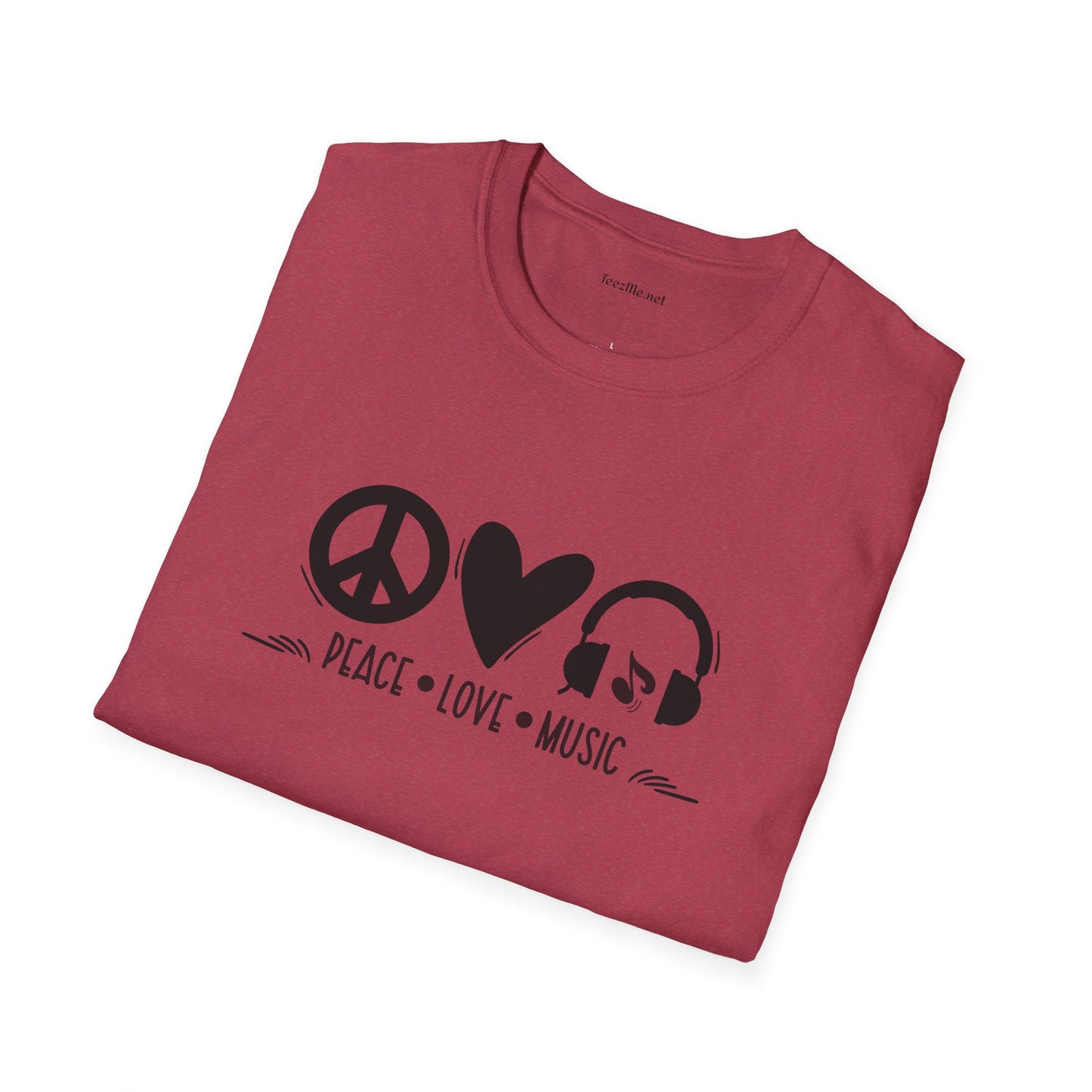 Peace Love Music - Unisex Softstyle T-Shirt 100% Cotton Graphic