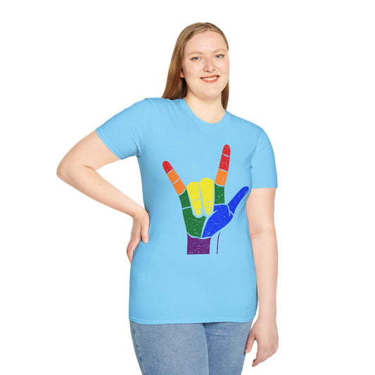 ASL Love LGBT  - Unisex Softstyle T-Shirt 100% Cotton Graphic