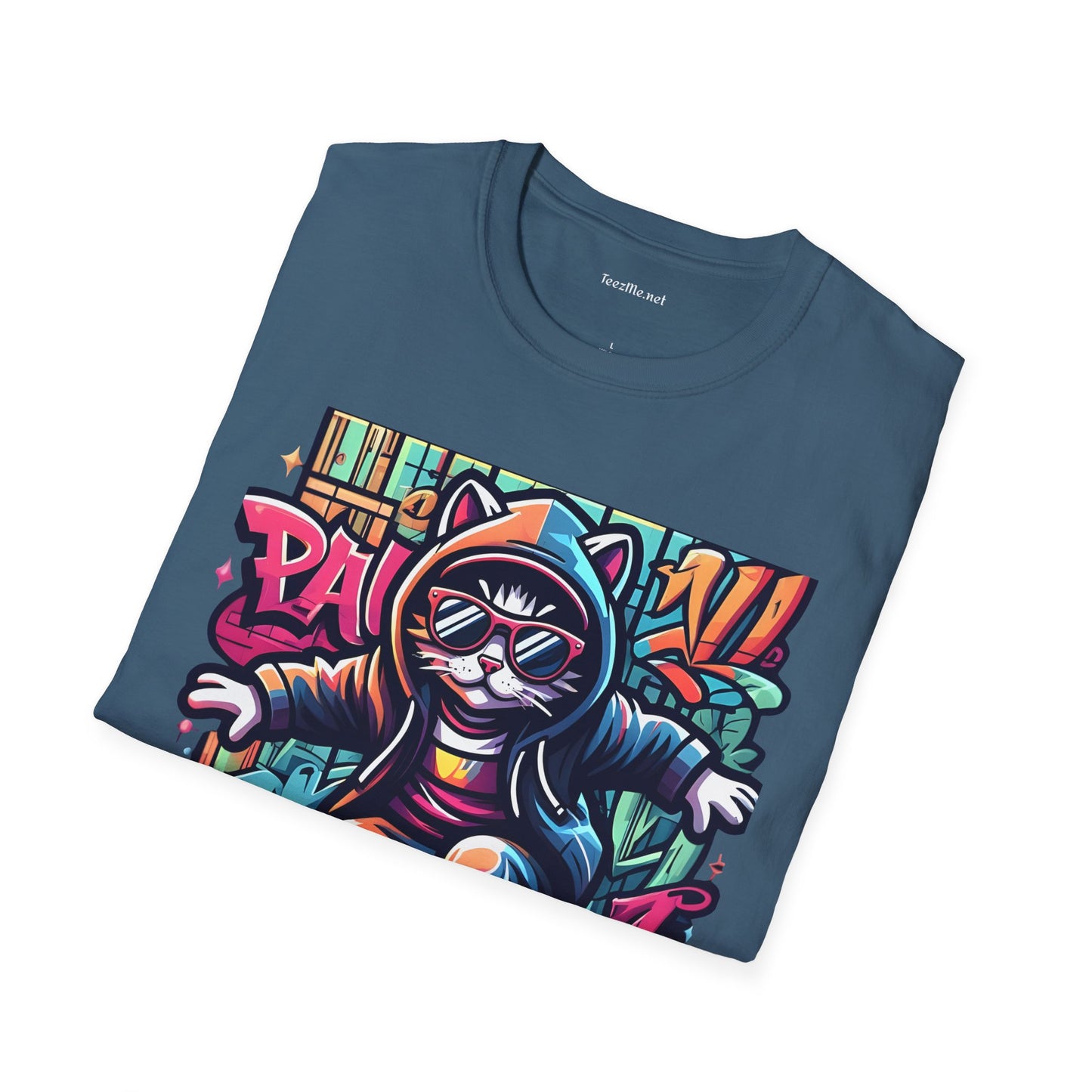 Skating Cool Cat (1) Unisex Softstyle T-Shirt 100% Cotton Graphic