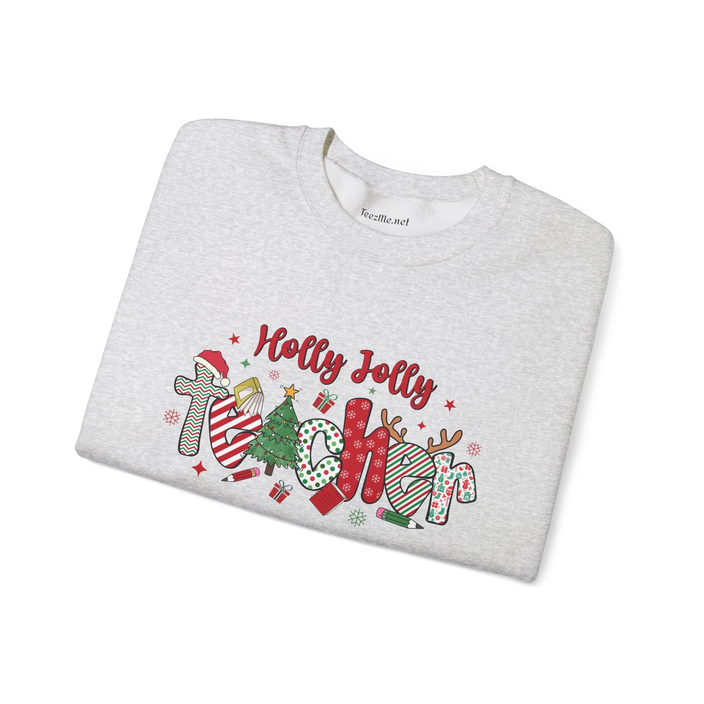 Holly Jolly Teacher Unisex Heavy Blend™ Crewneck Sweatshirt Inspirational Christmas