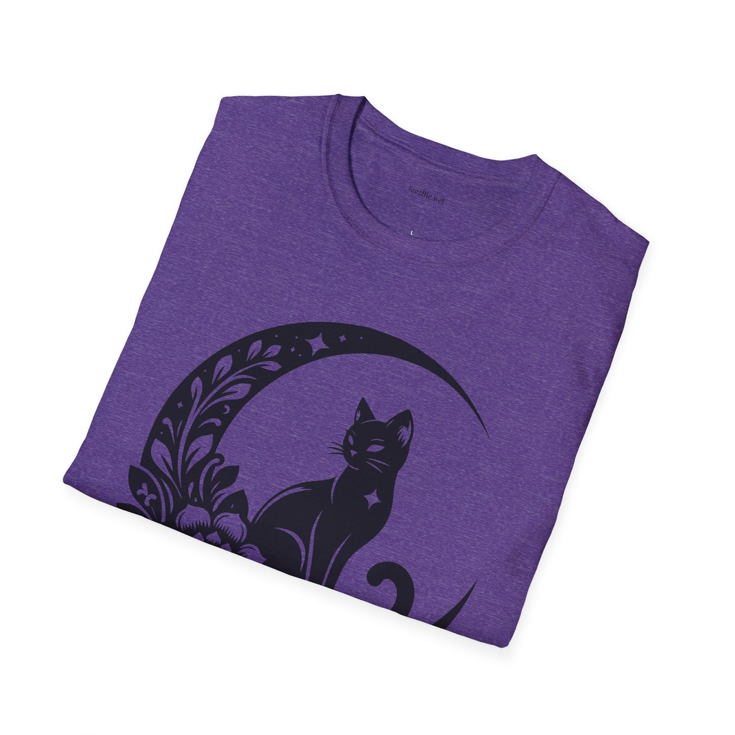 Crescent Moon Star Cat - Unisex Softstyle T-Shirt 100% Cotton Graphic