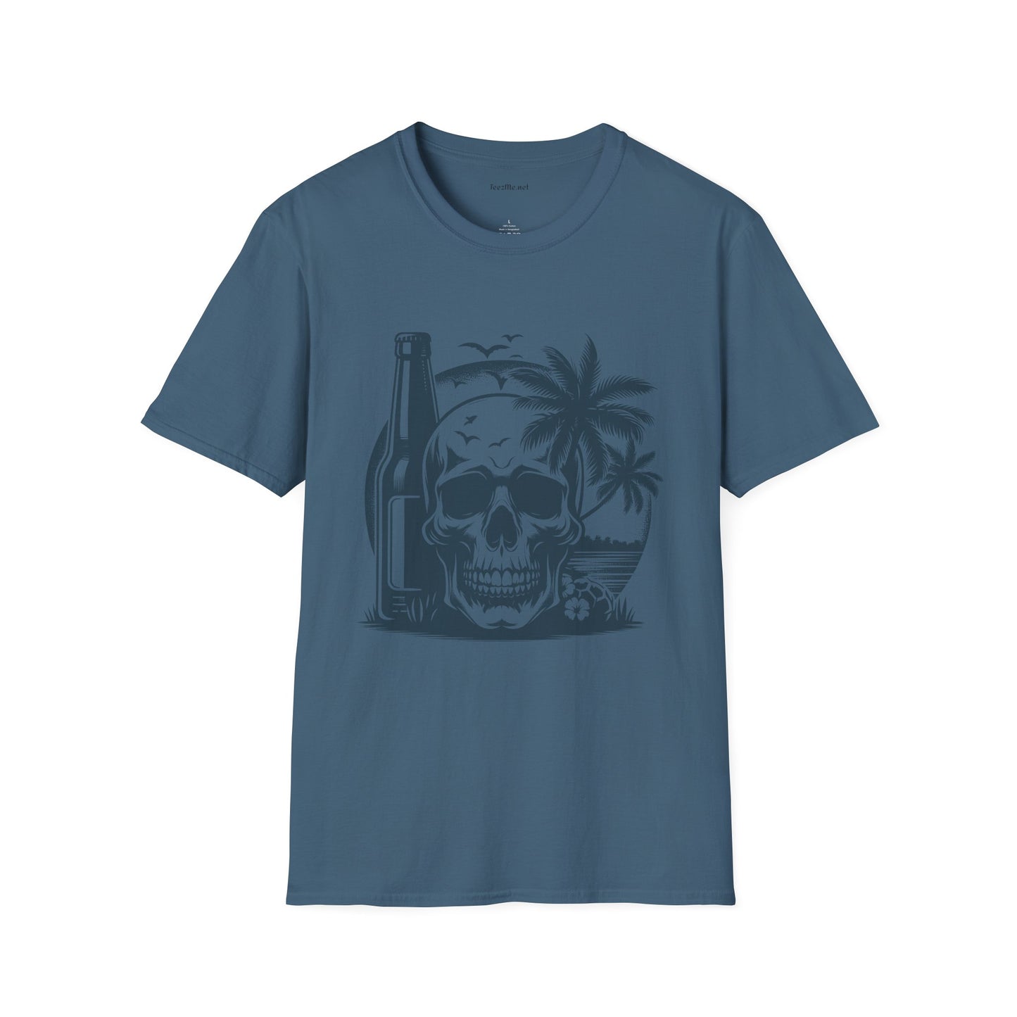 Skull with Beer 02 Unisex Softstyle T-Shirt 100% Cotton
