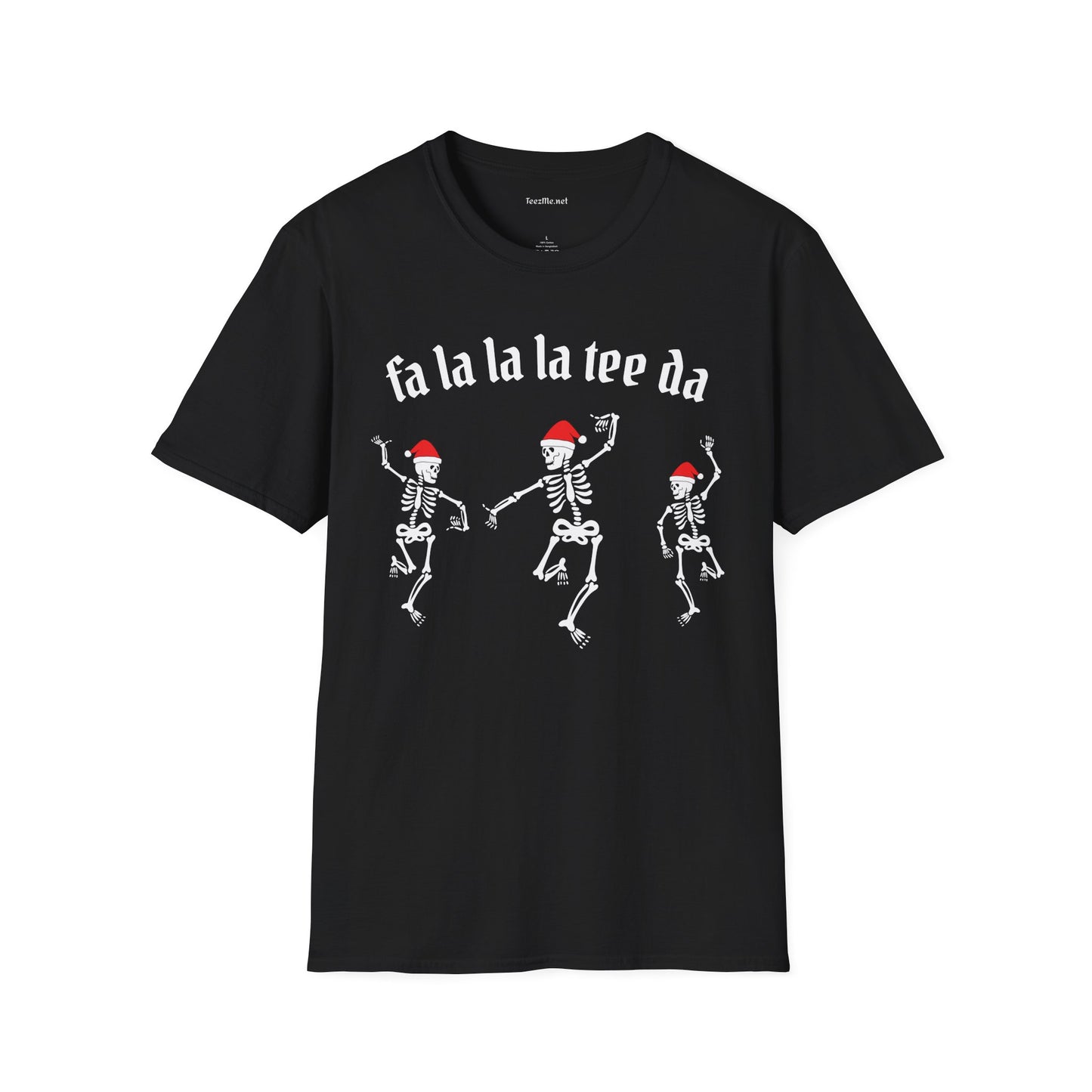 Dancing Santa Skeletons fa la la la Unisex Softstyle T-Shirt 100% Cotton Graphic