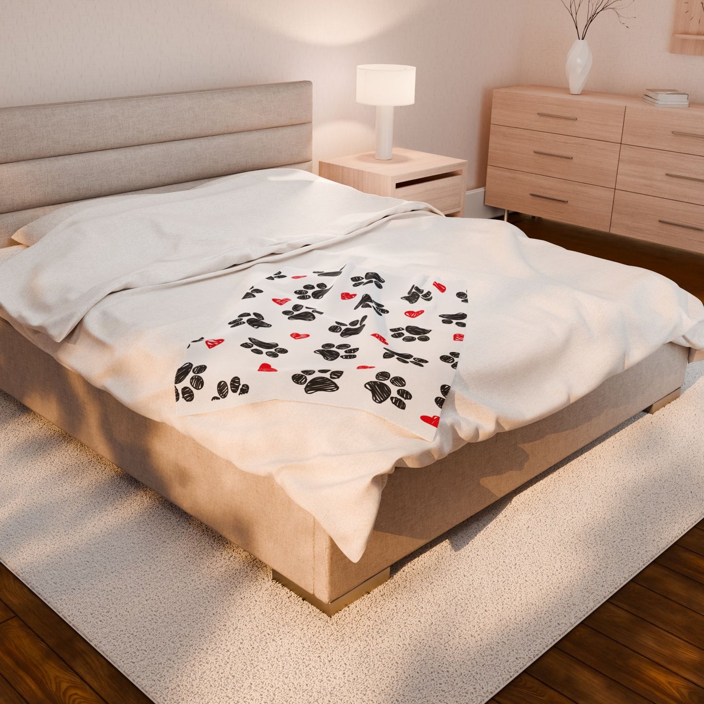 Love Paws Velveteen Plush Blanket birthday valentine gift