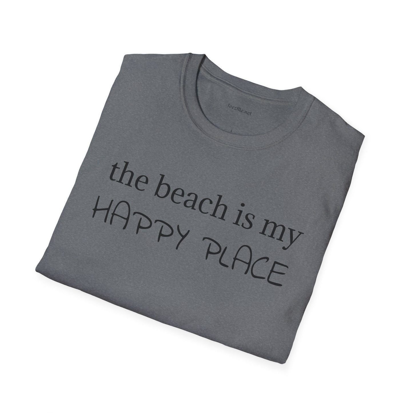 The beach is my happy place - Unisex Softstyle T-Shirt 100% Cotton Graphic