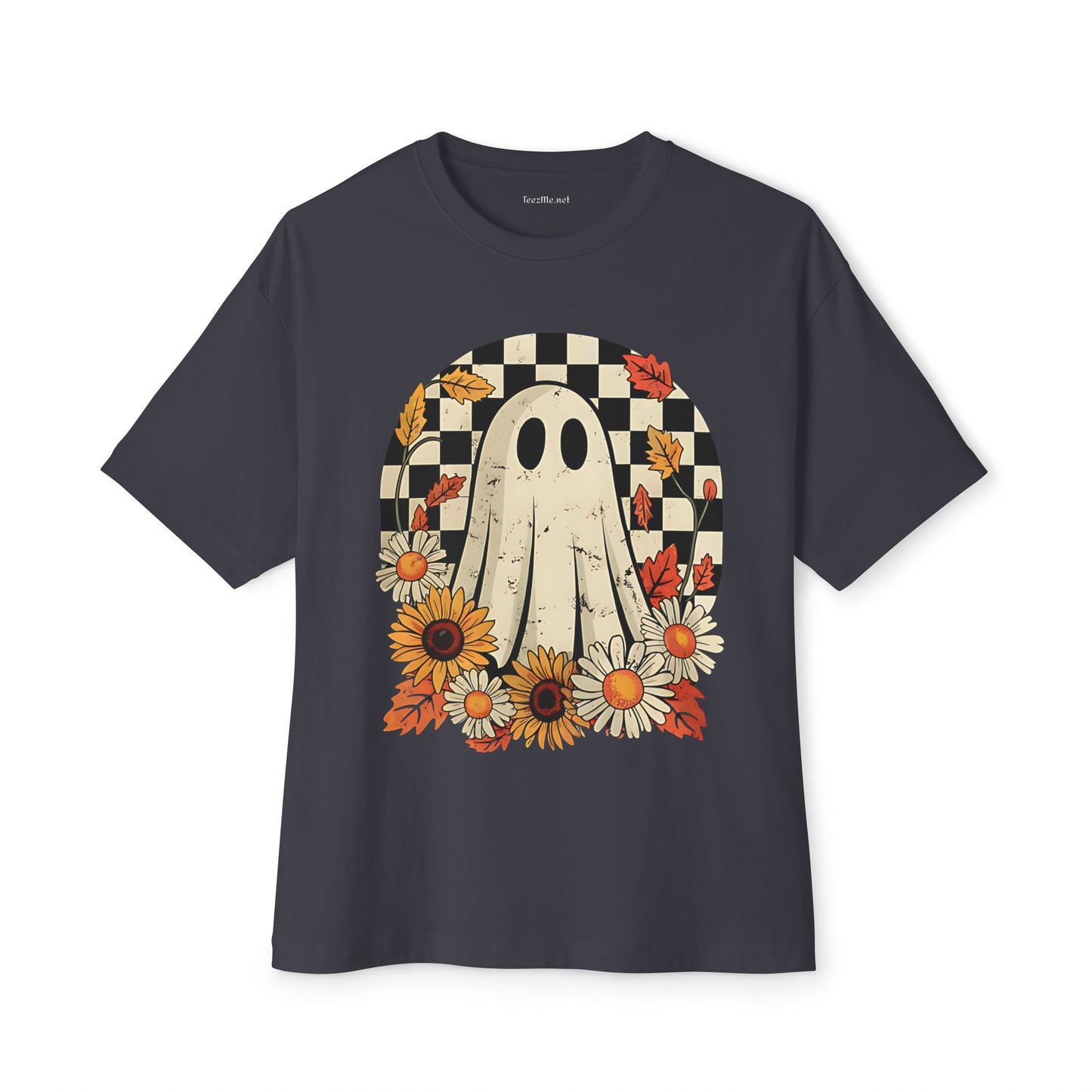 Floral Halloween Fall Ghost Unisex Oversized Boxy Tee