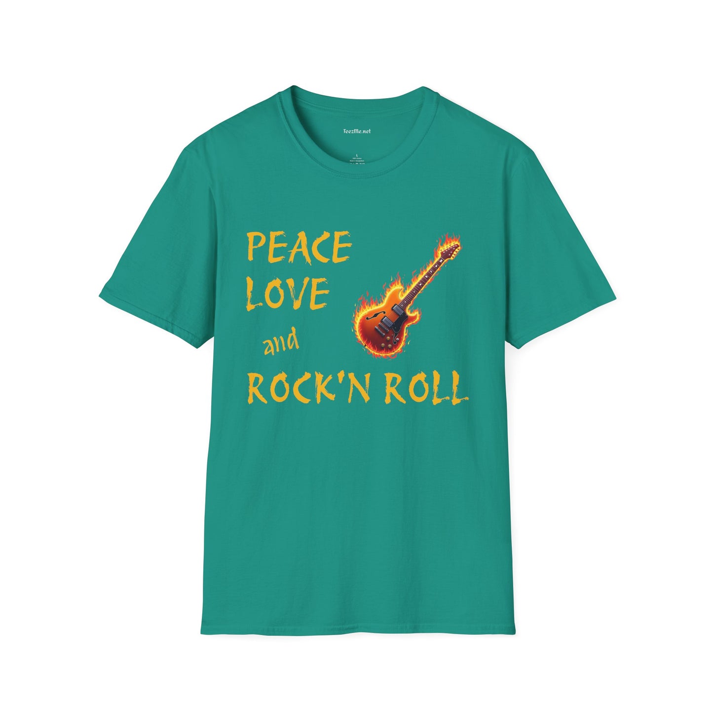 Peace Love and Rock'n Roll - Unisex Softstyle T-Shirt 100% Cotton Graphic