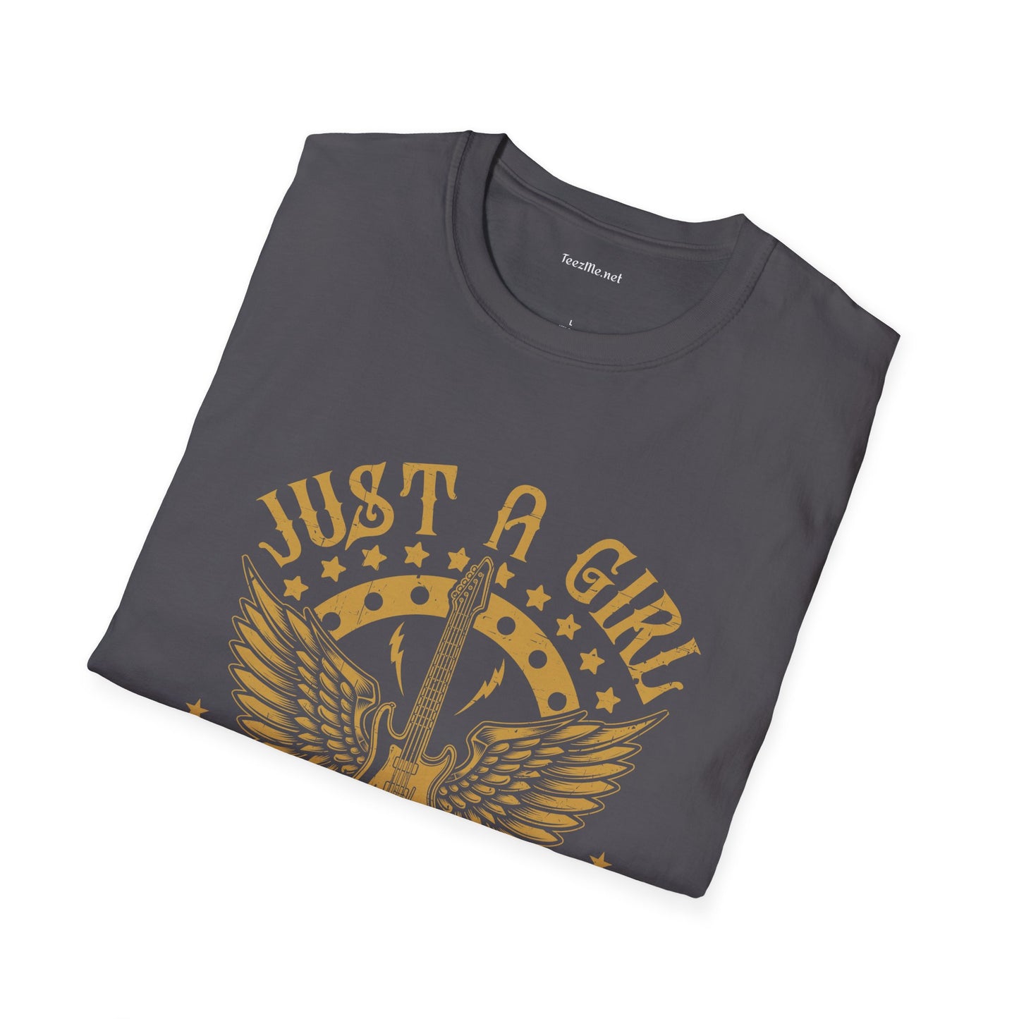 Just a Girl Who Loves Rock N Roll - Unisex Softstyle T-Shirt 100% Cotton Graphic