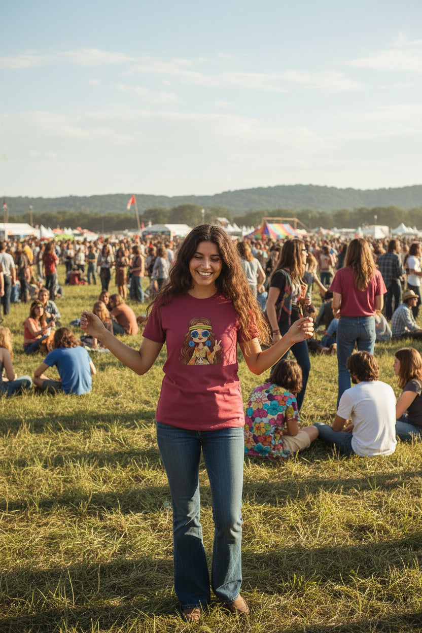 Hippie Girl - Unisex Ultra Cotton Tee 100% Cotton Graphic