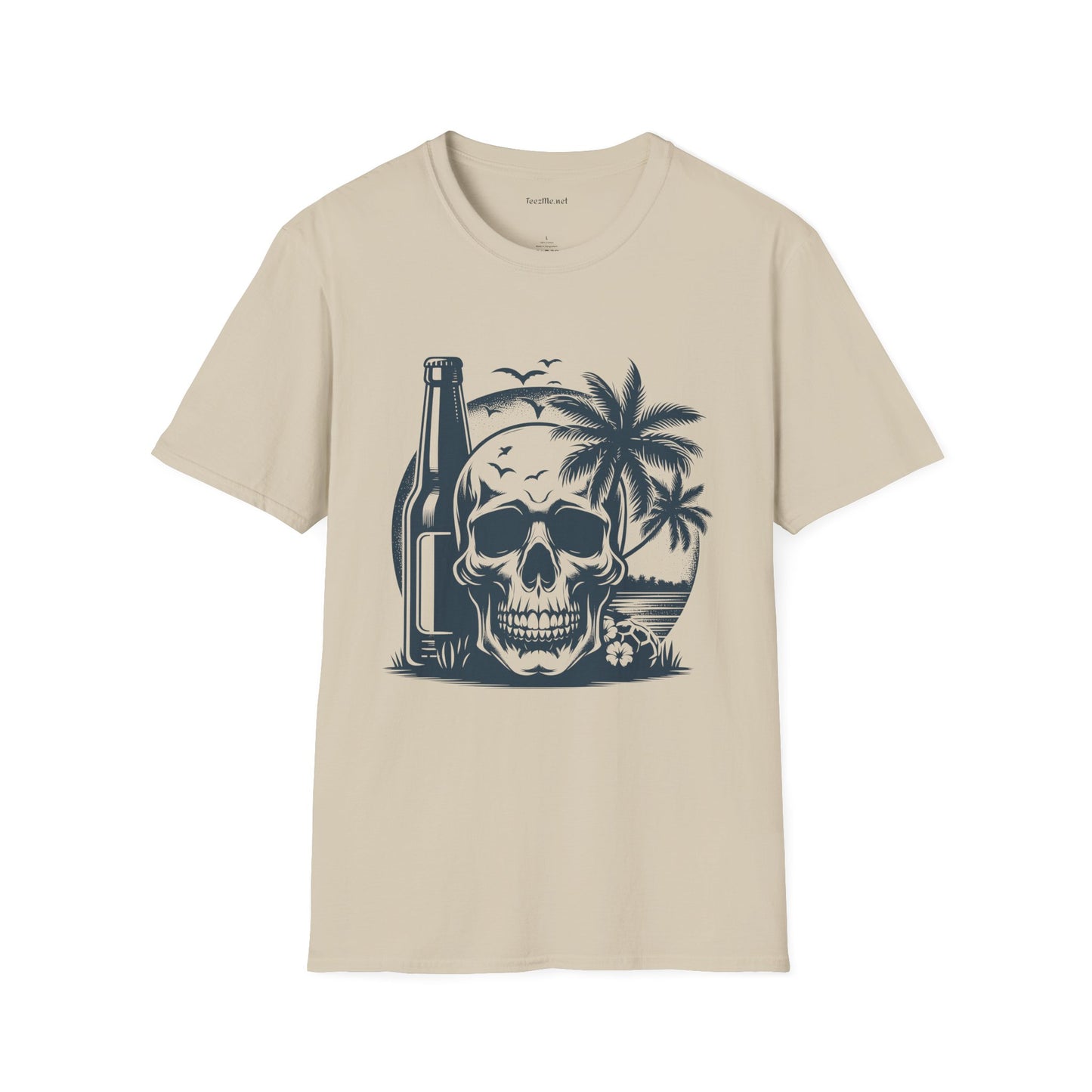 Skull with Beer 02 Unisex Softstyle T-Shirt 100% Cotton