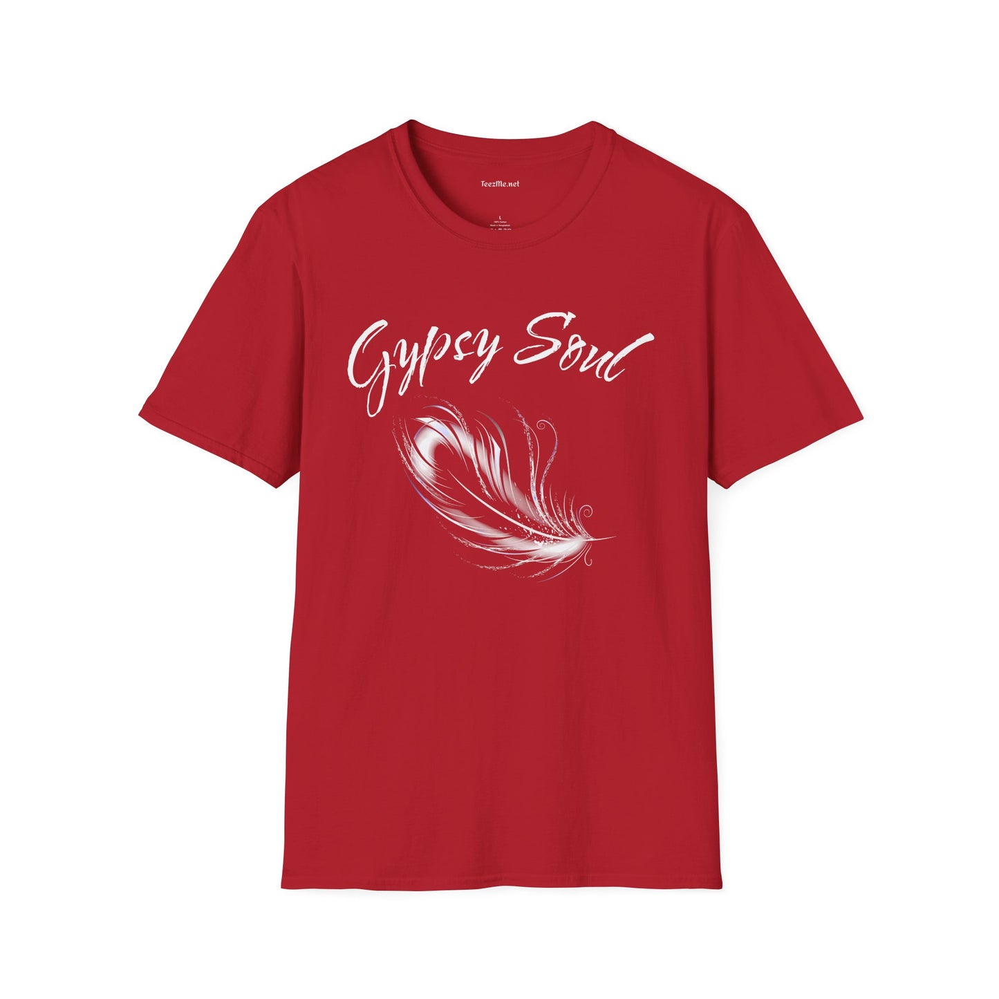 Gypsy Soul with Feather Unisex Softstyle T-Shirt 100% Cotton