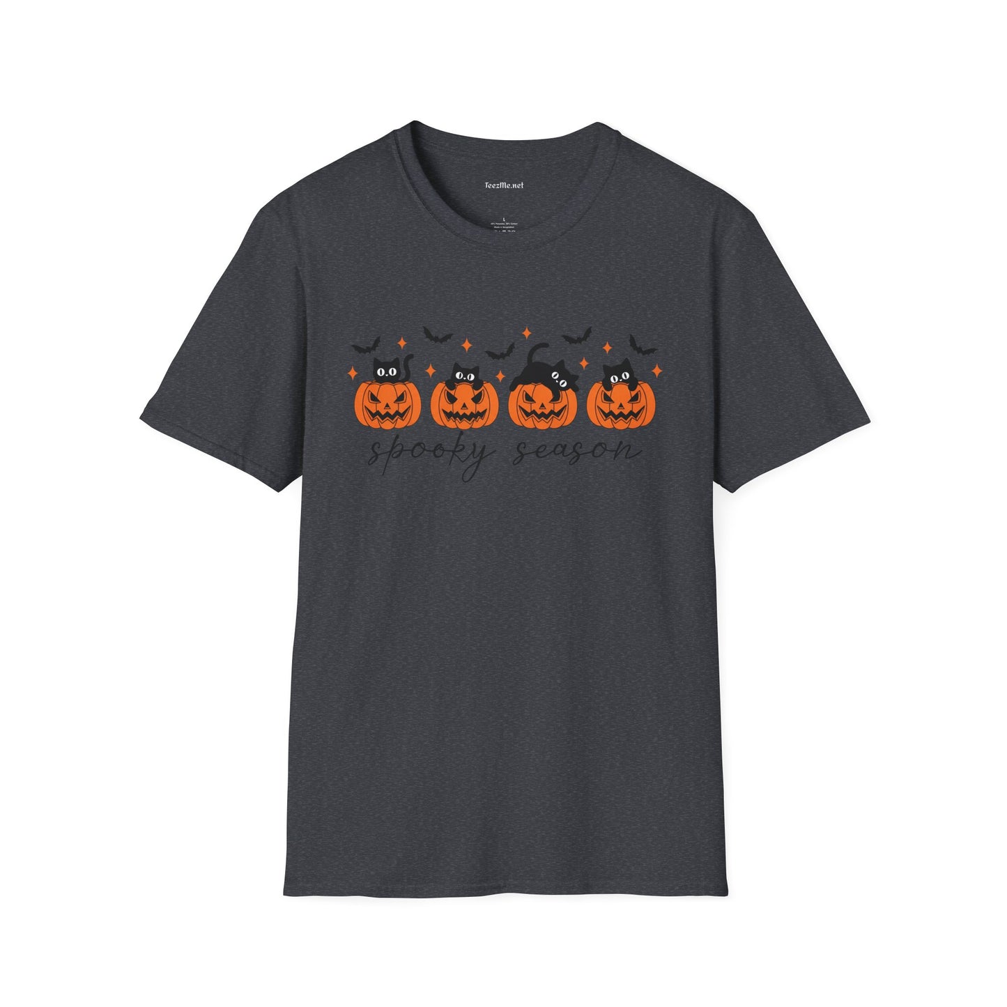 Spooky Season with Cats Unisex Softstyle T-Shirt 100% Cotton