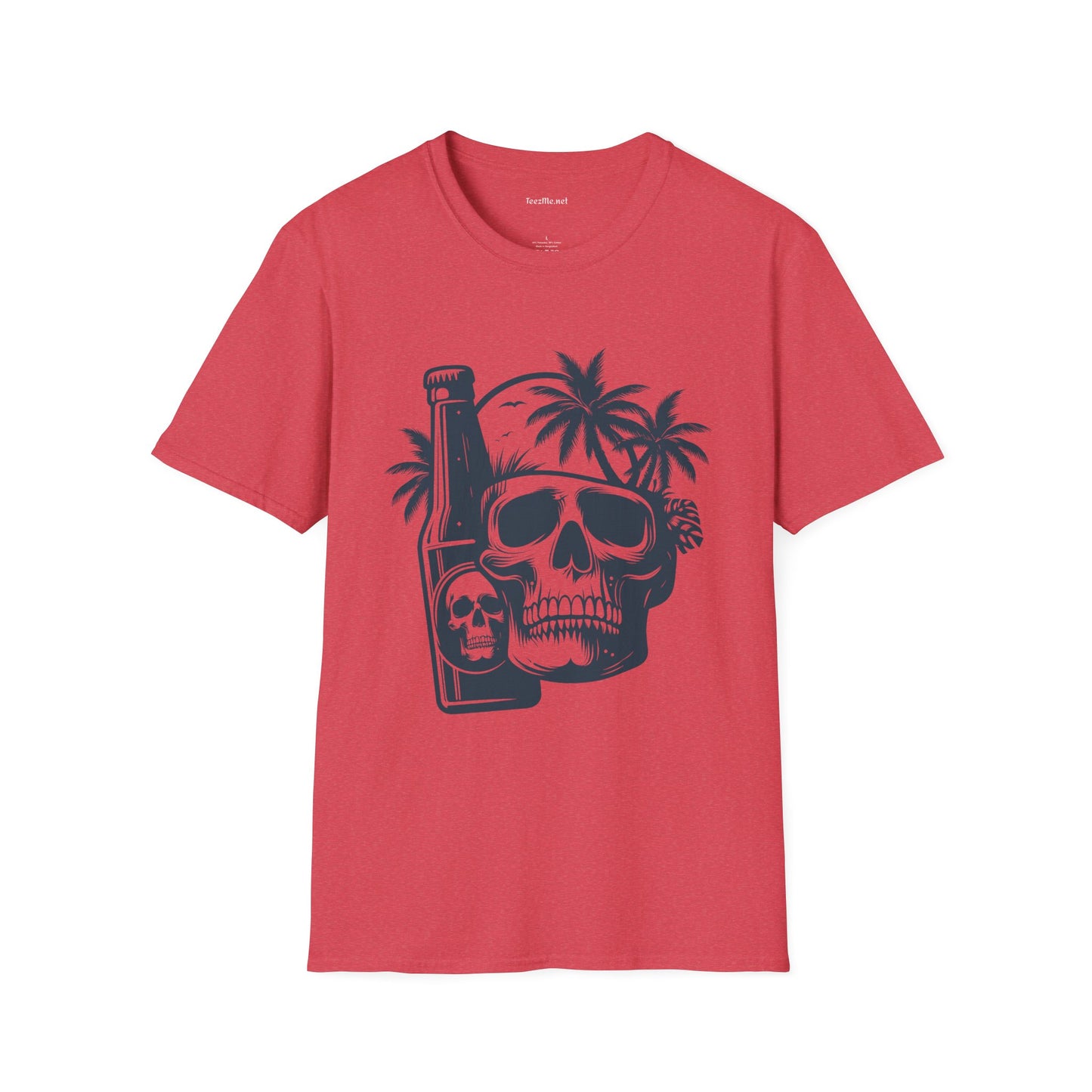 Skull with Beer 01 Unisex Softstyle T-Shirt 100% Cotton