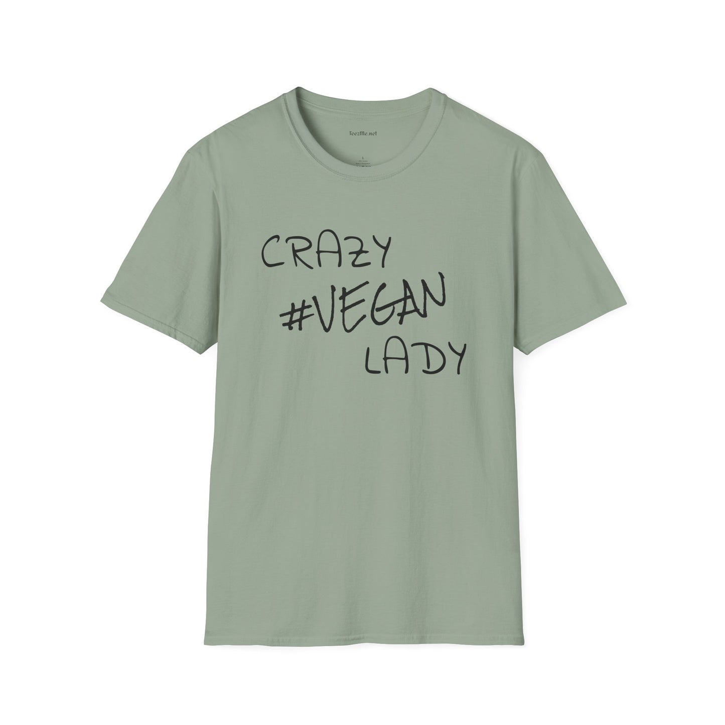 Crazy #Vegan Lady Unisex Softstyle T-Shirt 100% Cotton Graphic