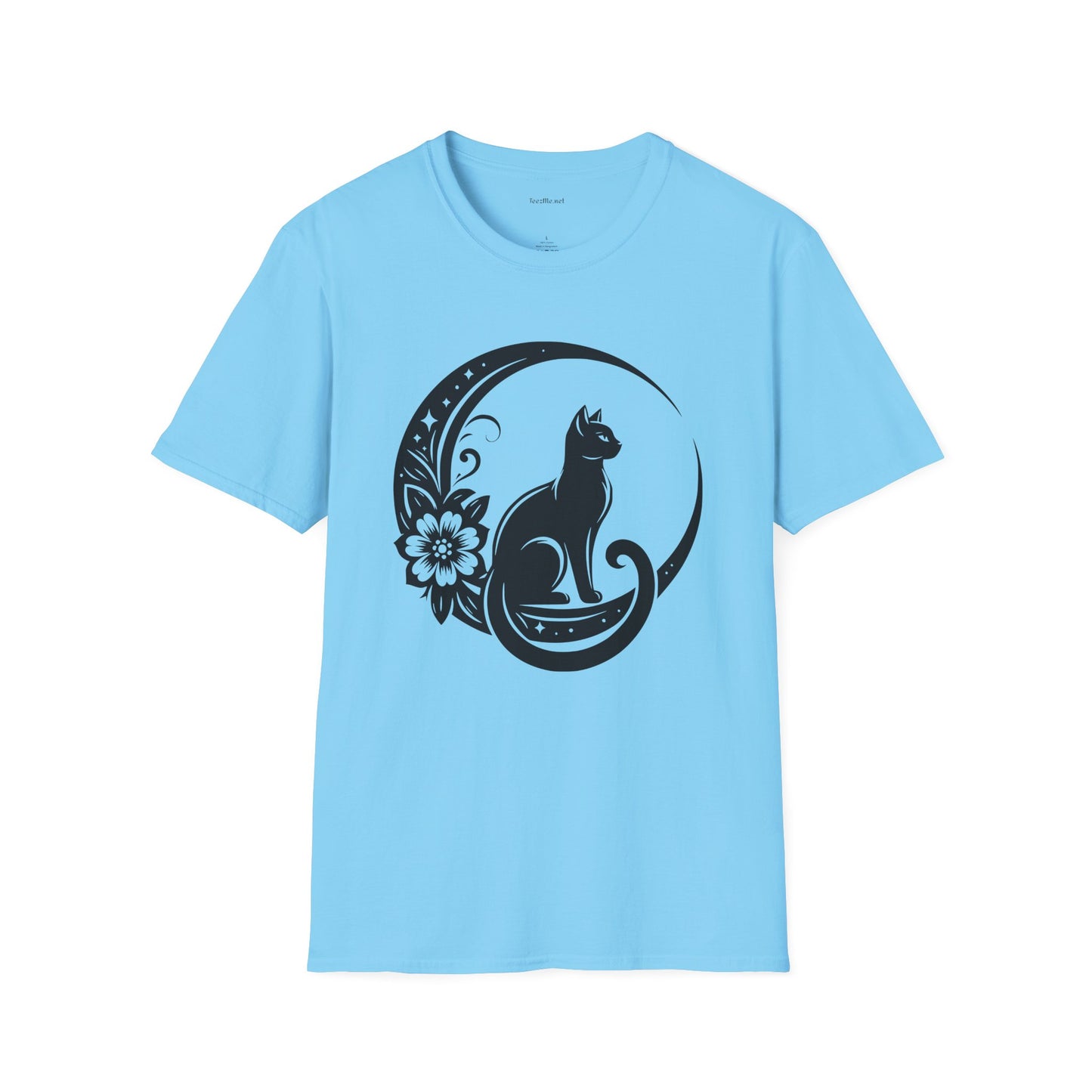 Crescent Moon Cat - Unisex Softstyle T-Shirt 100% Cotton Graphic