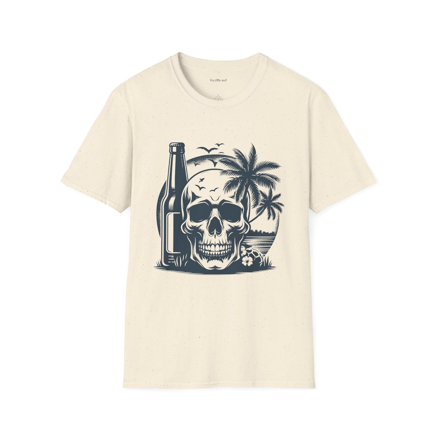 Skull with Beer 02 Unisex Softstyle T-Shirt 100% Cotton