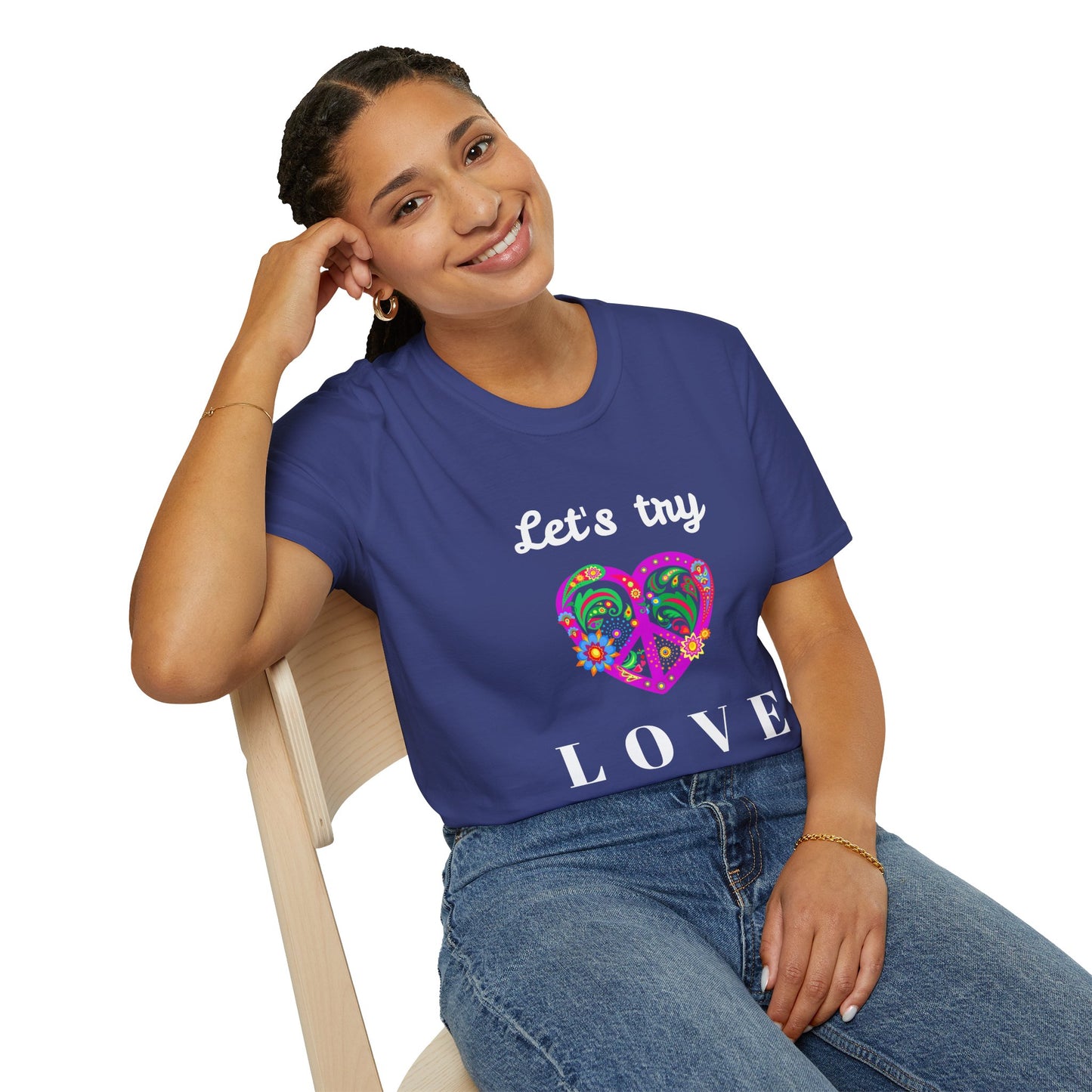 Let's Try Love - Unisex Softstyle T-Shirt 100% Cotton Graphic