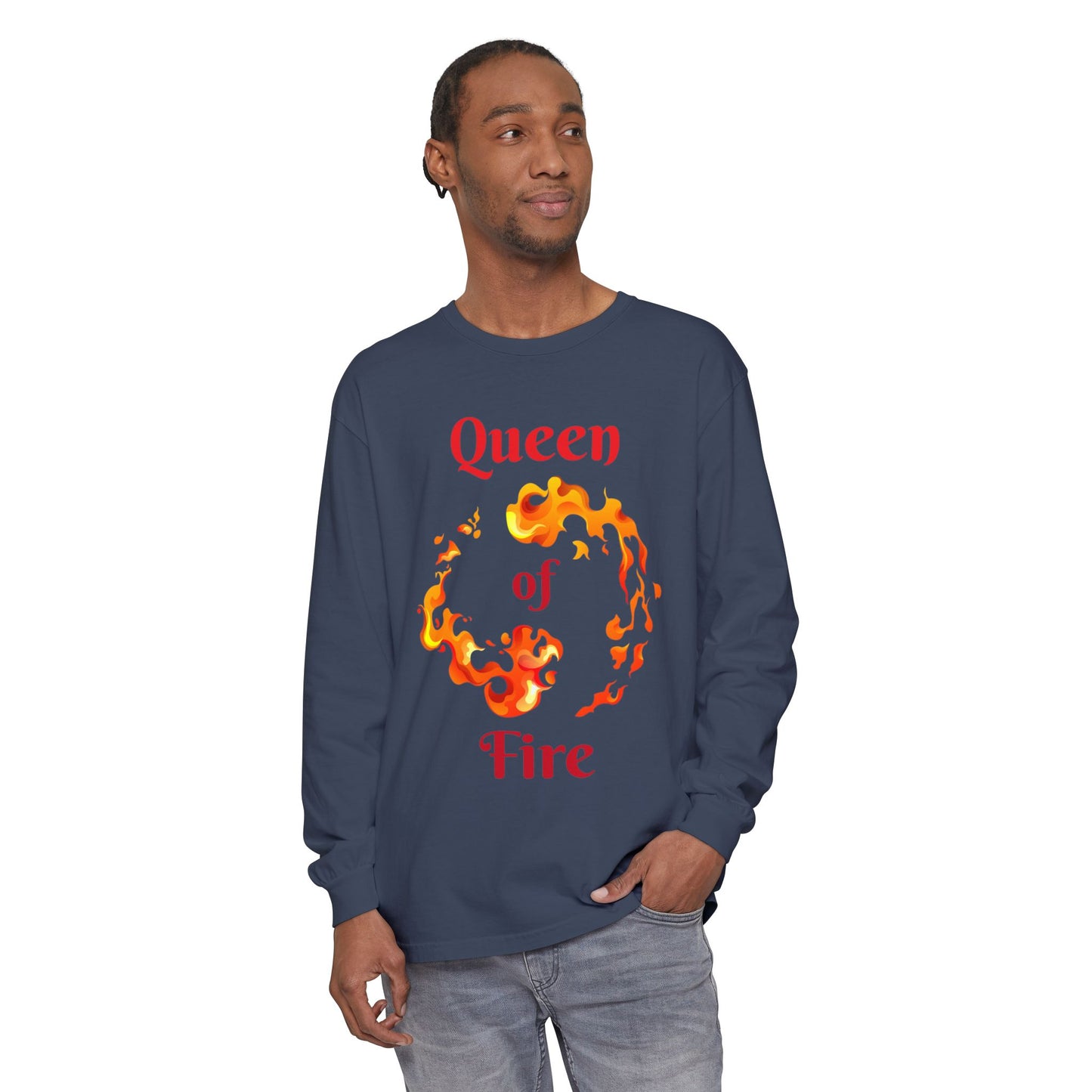 Queen of Fire - Unisex Garment-dyed Long Sleeve T-Shirt