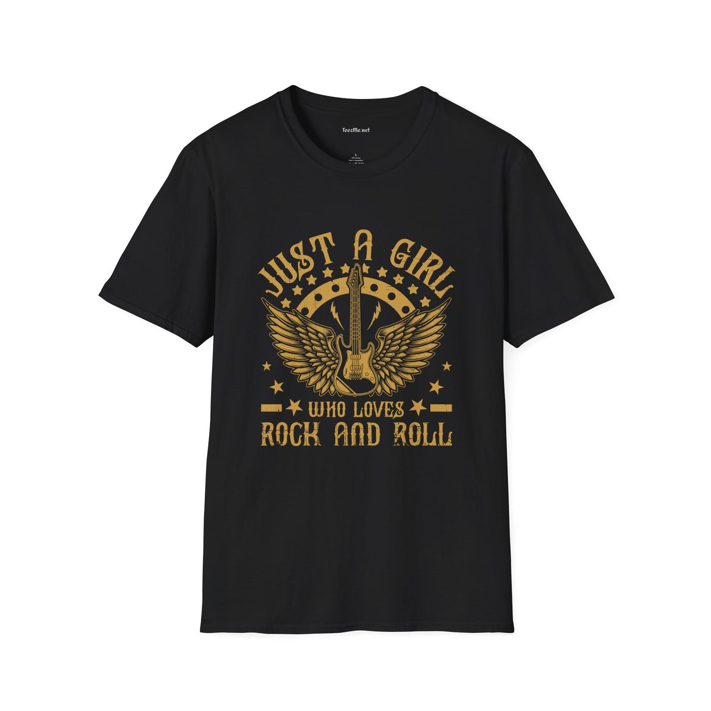 Just a Girl Who Loves Rock N Roll - Unisex Softstyle T-Shirt 100% Cotton Graphic