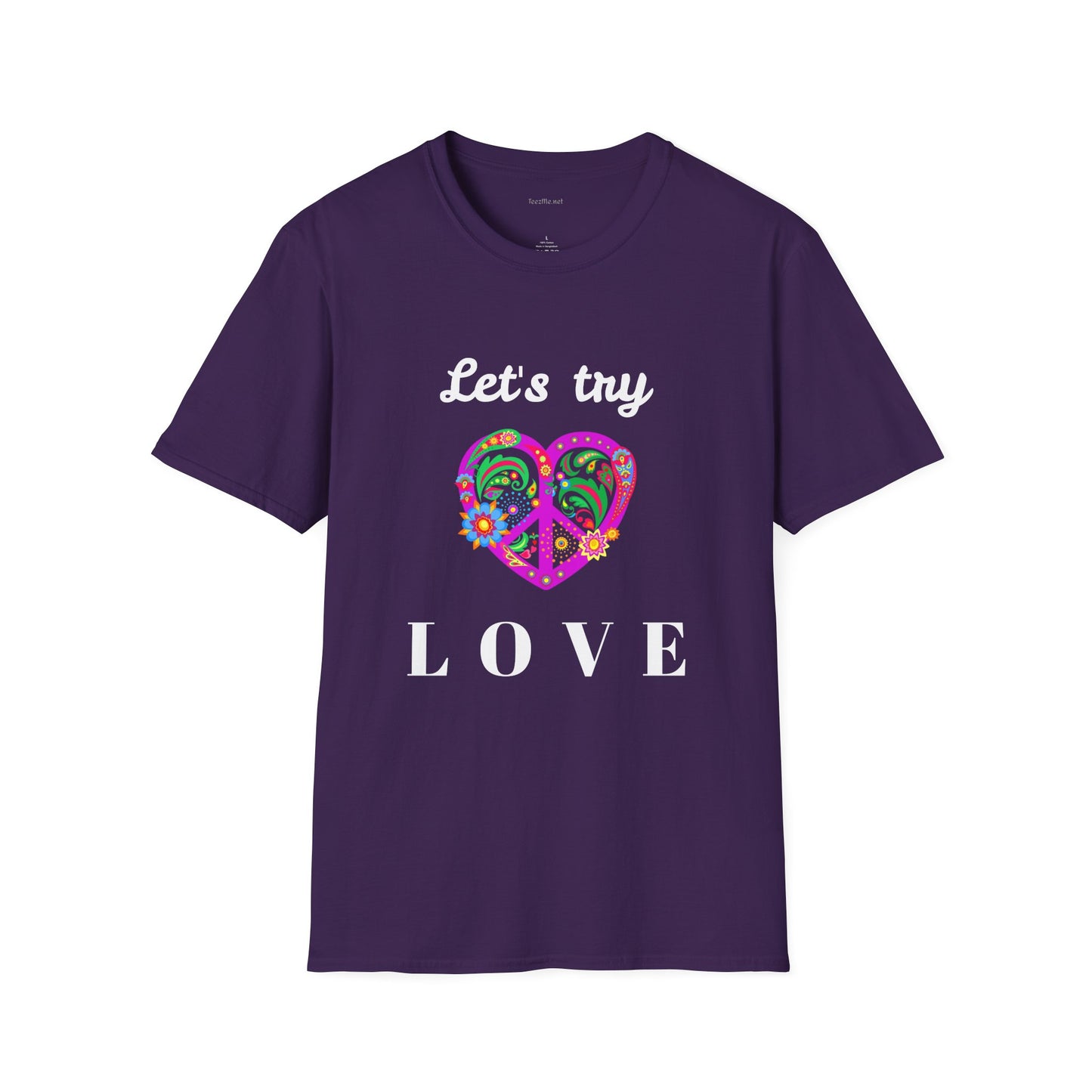Let's Try Love - Unisex Softstyle T-Shirt 100% Cotton Graphic
