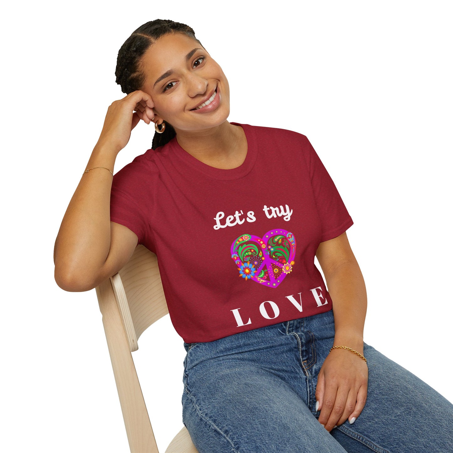 Let's Try Love - Unisex Softstyle T-Shirt 100% Cotton Graphic