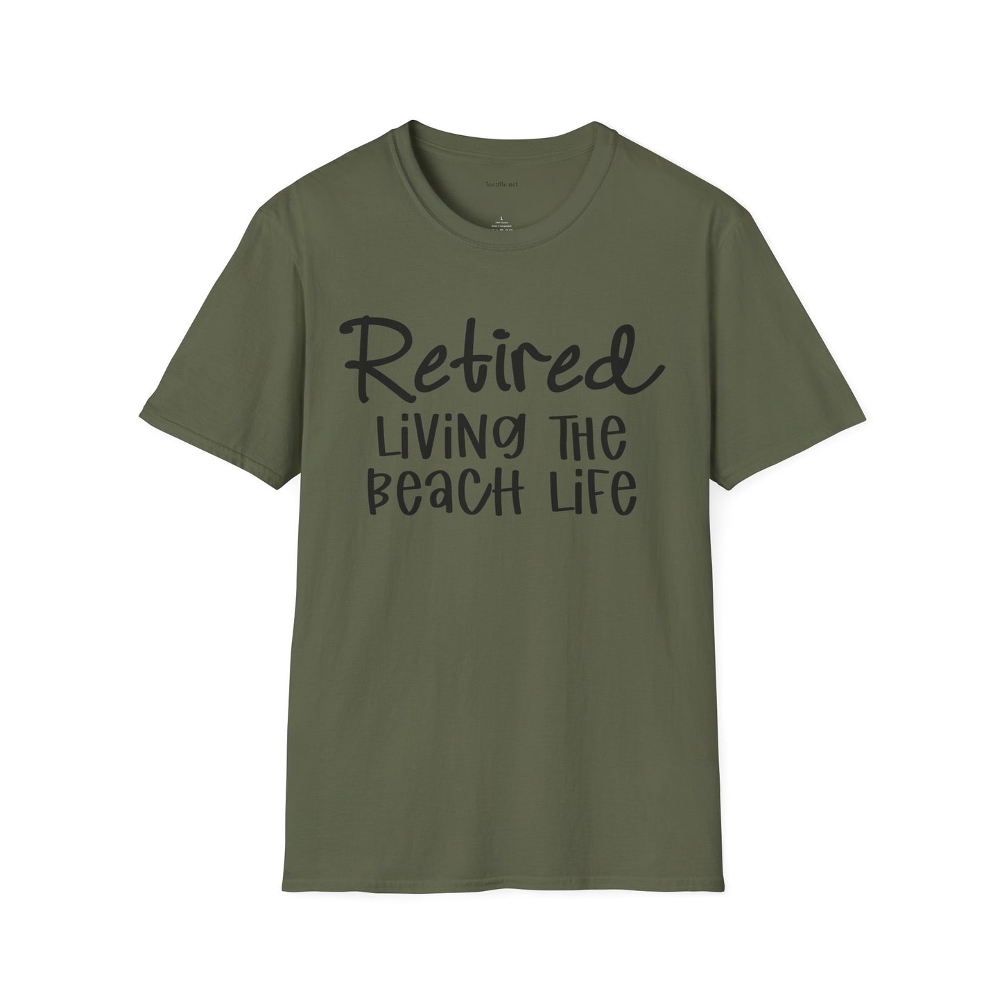 Retired Living the Beach Life - Unisex Softstyle T-Shirt 100% Cotton Graphic