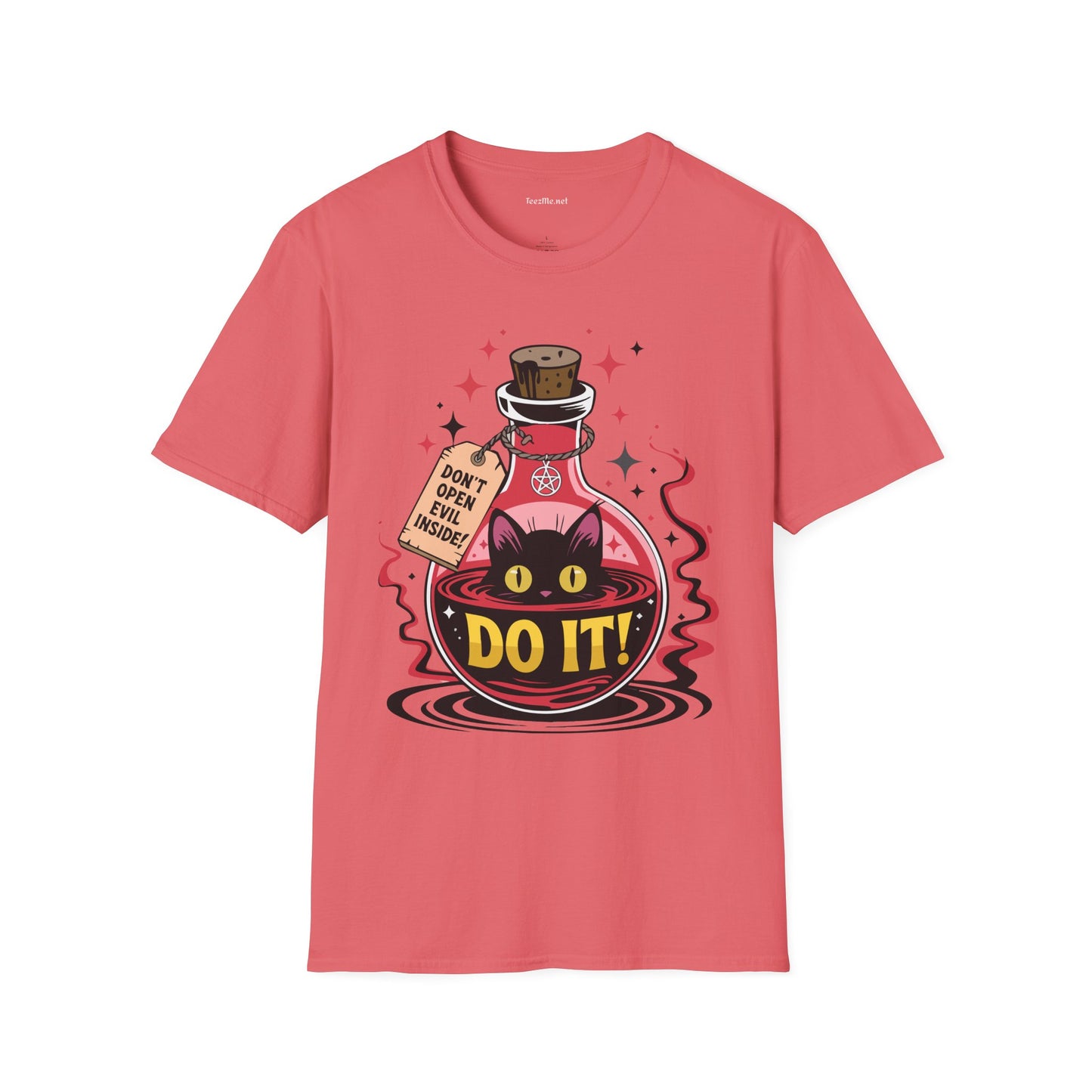 Evil Cat Inside Unisex Softstyle T-Shirt 100% Cotton Graphic