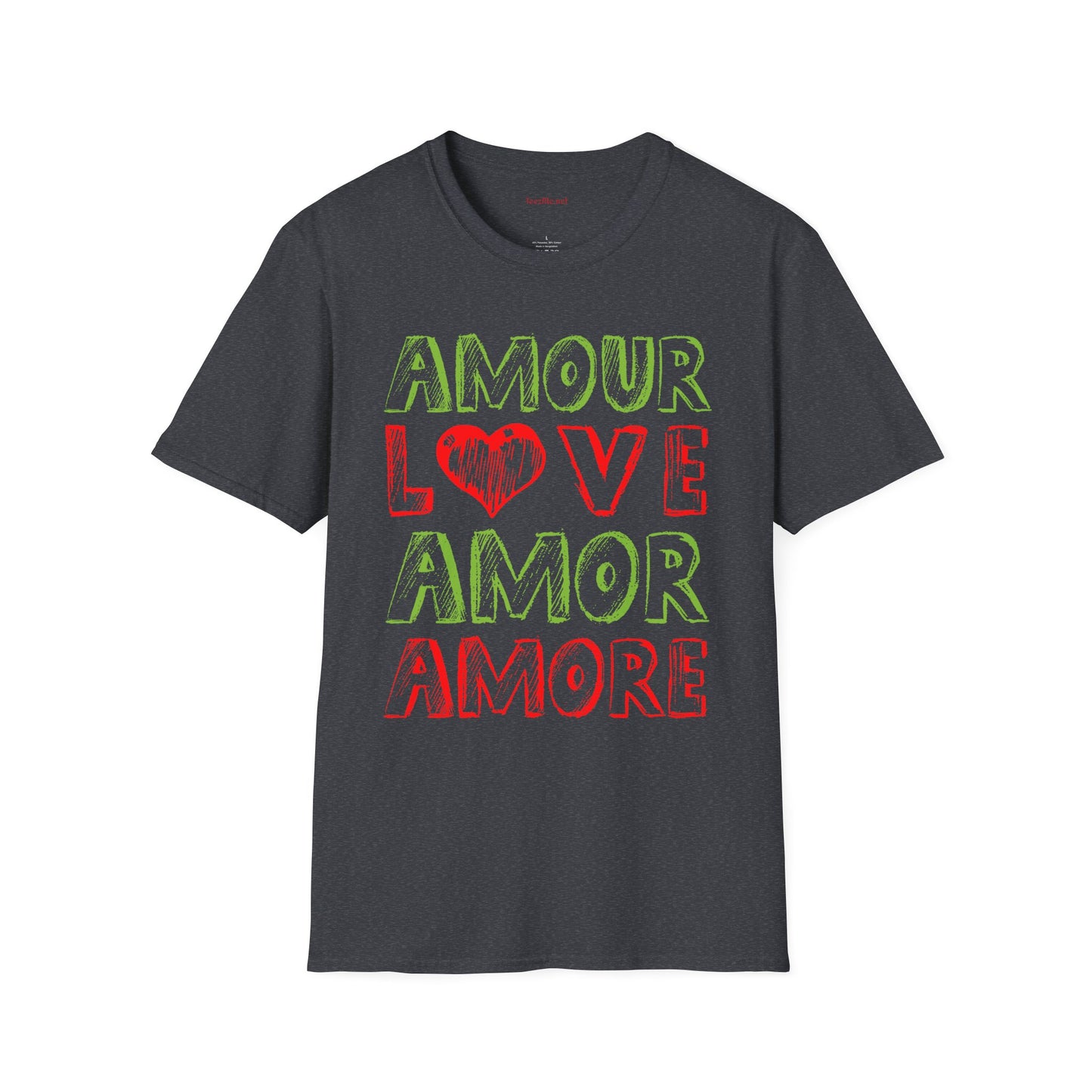 Amour Love Amor Amore Unisex Softstyle T-Shirt 100% Cotton Graphic