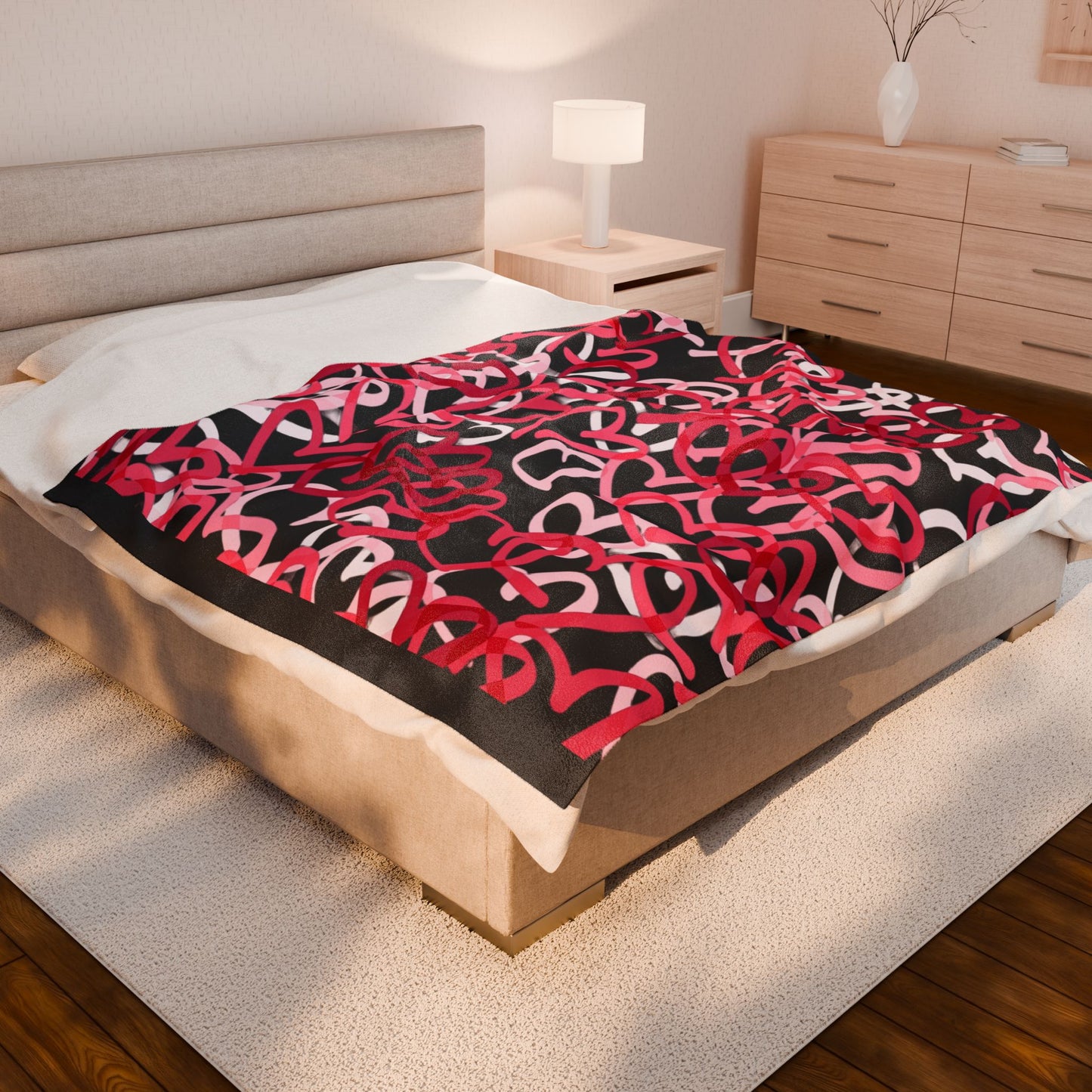Hearts for Her Velveteen Plush Blanket