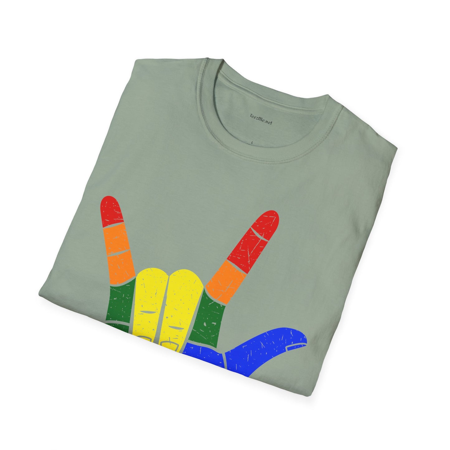 ASL Love LGBT  - Unisex Softstyle T-Shirt 100% Cotton Graphic