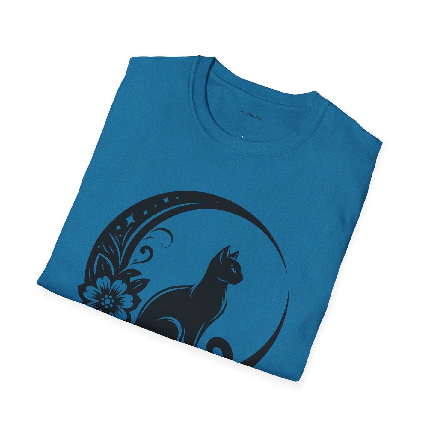 Crescent Moon Cat - Unisex Softstyle T-Shirt 100% Cotton Graphic