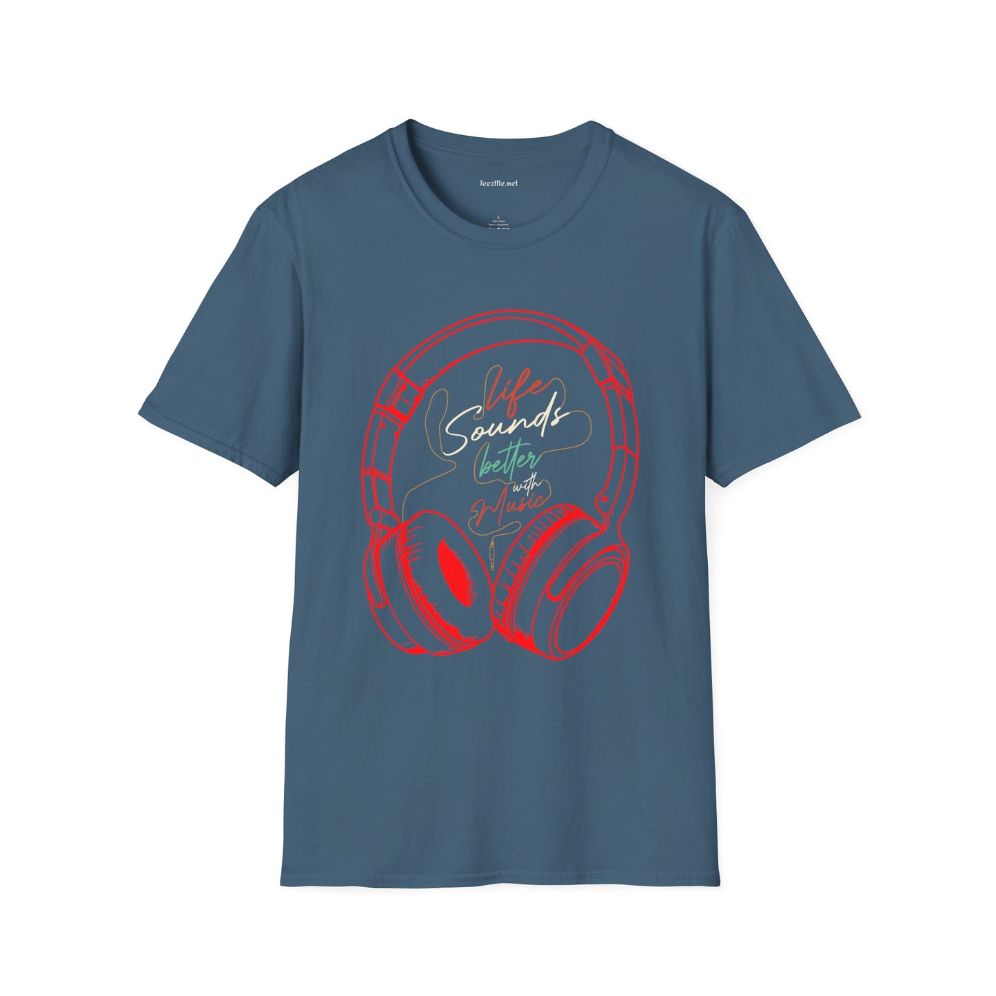 Life Sounds Better with Music Unisex Softstyle T-Shirt 100% Cotton Graphic