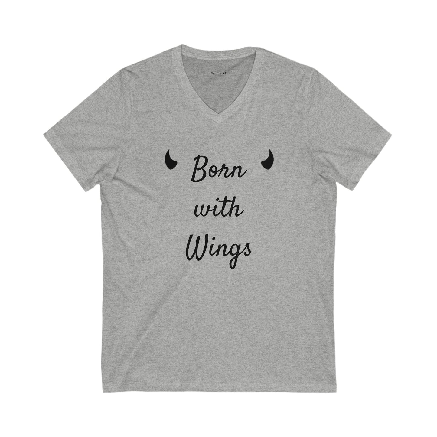 Born with Wings - Unisex Jersey Short Sleeve V-Neck Tee
