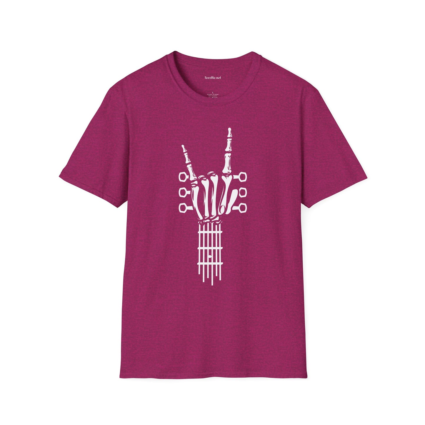 Skeleton Hand with Guitar - Unisex Softstyle T-Shirt 100% Cotton Graphic