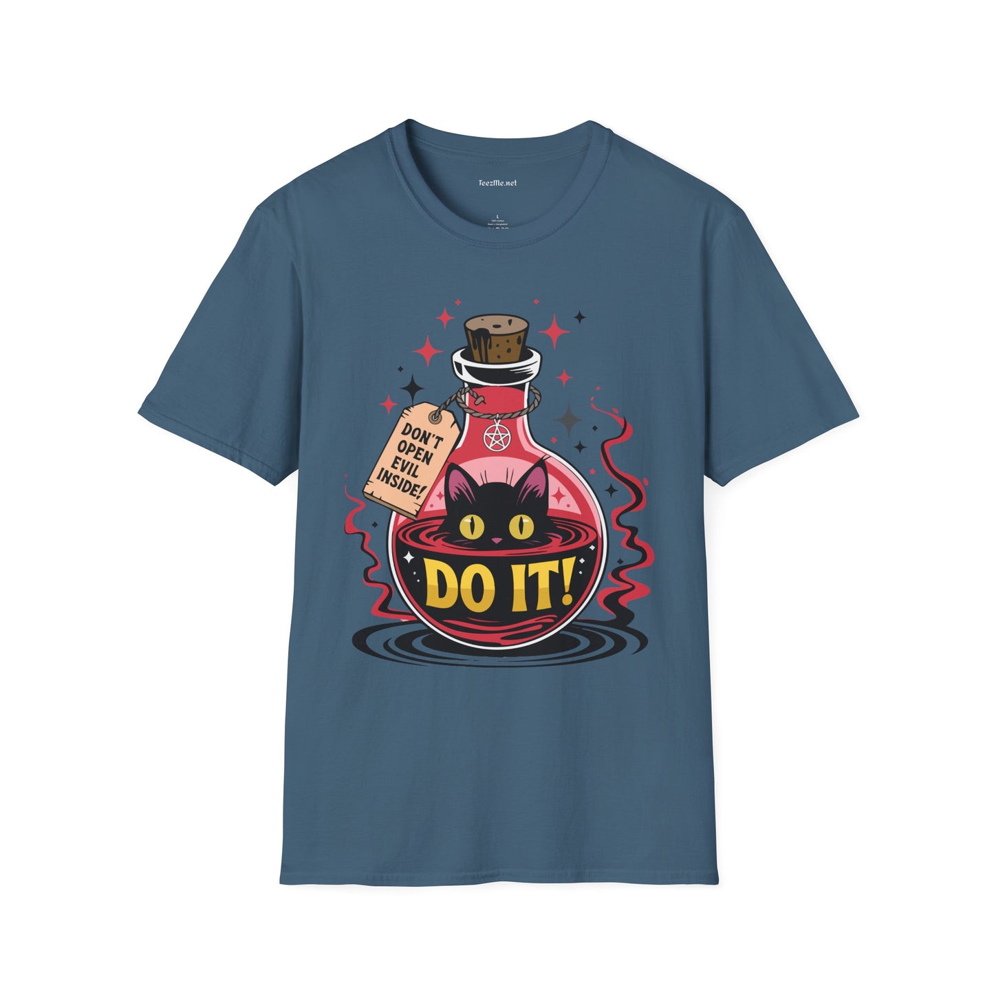 Evil Cat Inside Unisex Softstyle T-Shirt 100% Cotton Graphic