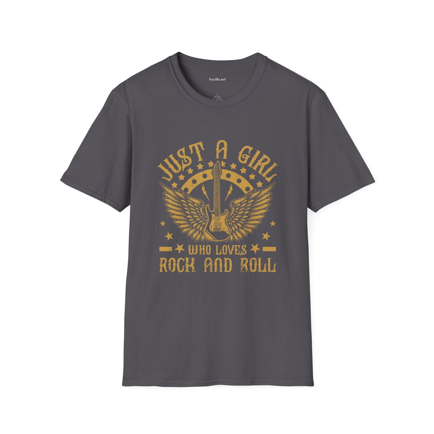 Just a Girl Who Loves Rock N Roll - Unisex Softstyle T-Shirt 100% Cotton Graphic