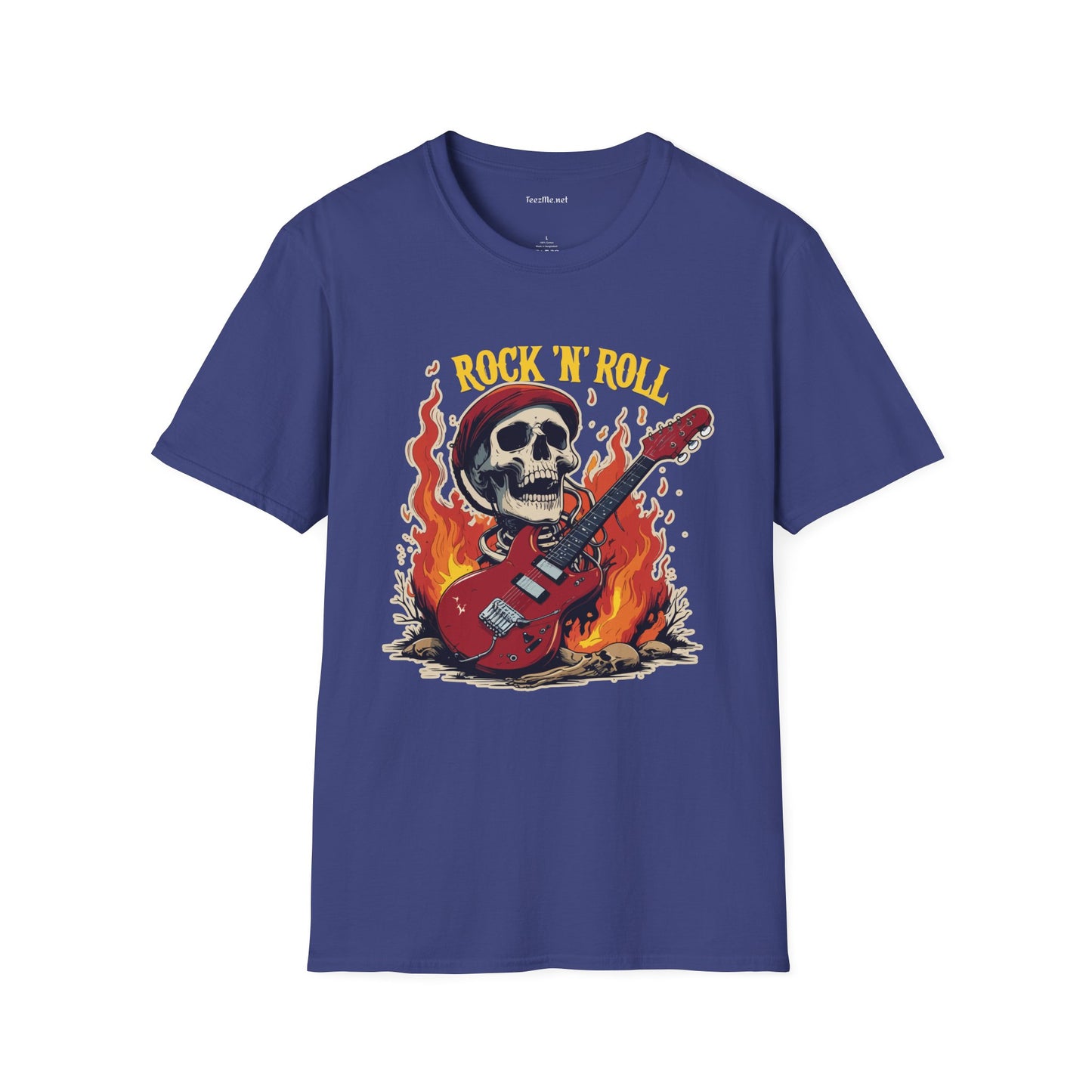 Rock N Roll Skeleton - Unisex Softstyle T-Shirt 100% Cotton Graphic
