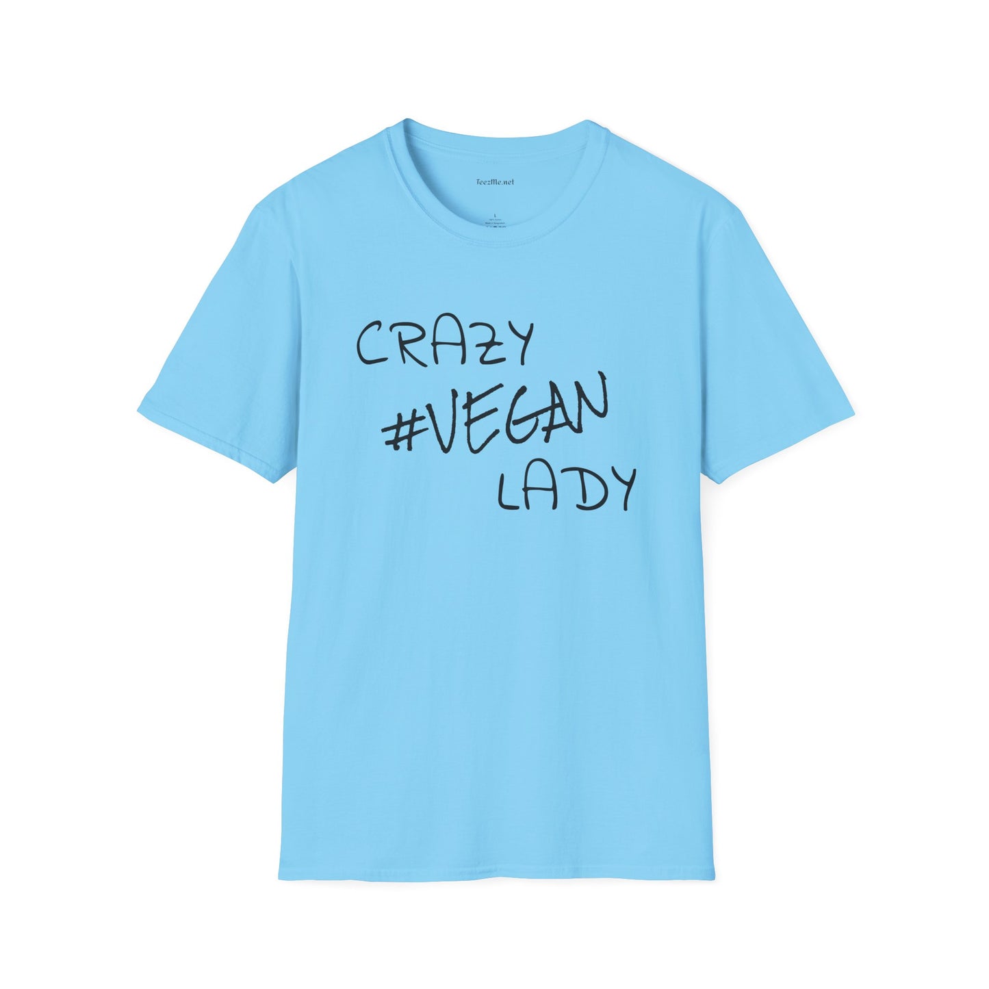Crazy #Vegan Lady Unisex Softstyle T-Shirt 100% Cotton Graphic