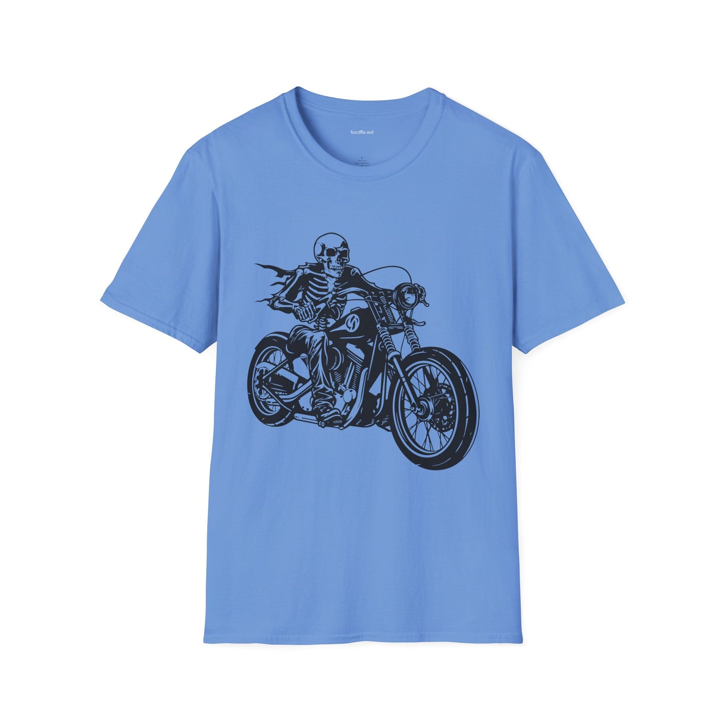 Skeleton Riding a Motorcycle Unisex Softstyle T-Shirt 100% Cotton Graphic
