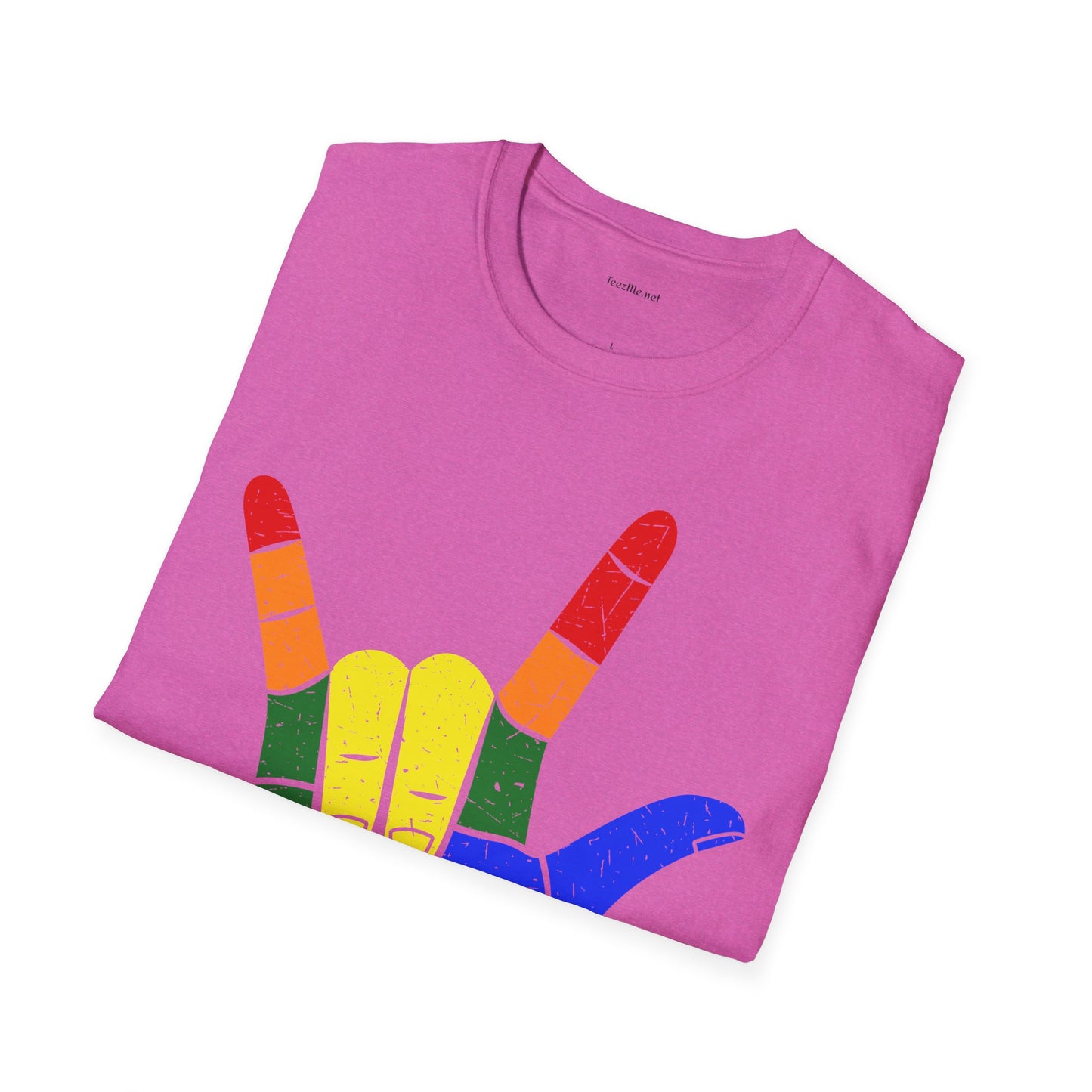 ASL Love LGBT  - Unisex Softstyle T-Shirt 100% Cotton Graphic