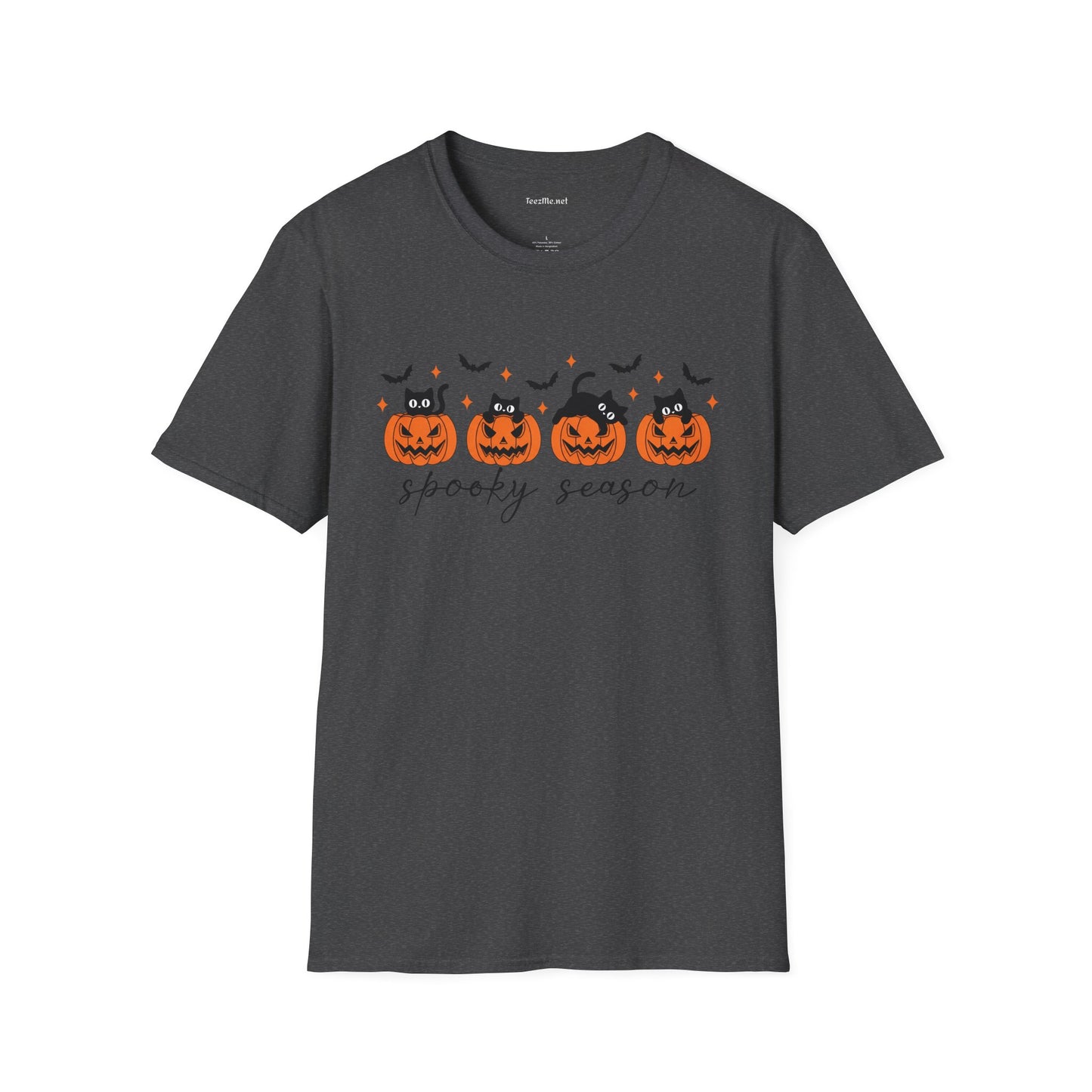Spooky Season with Cats Unisex Softstyle T-Shirt 100% Cotton