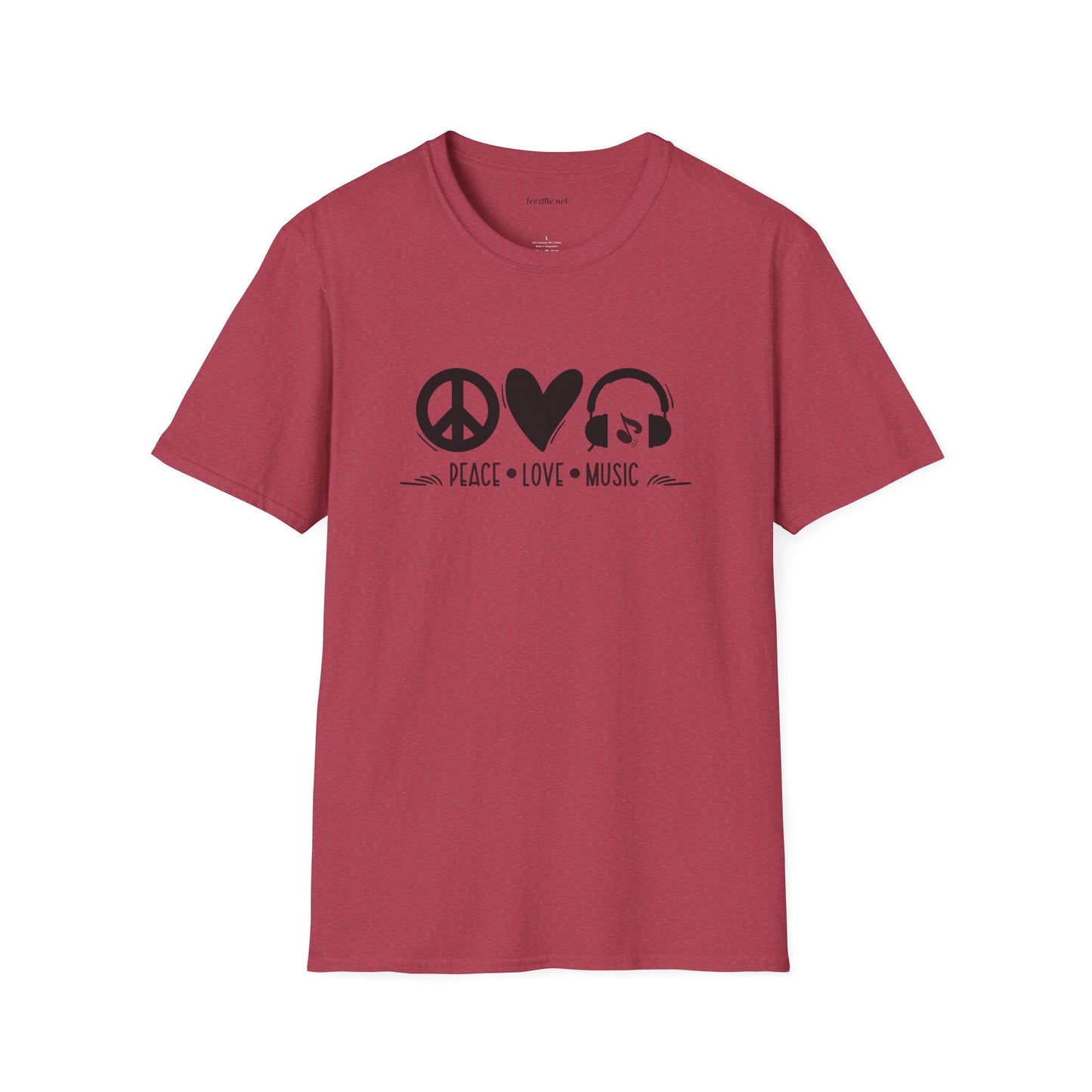 Peace Love Music - Unisex Softstyle T-Shirt 100% Cotton Graphic