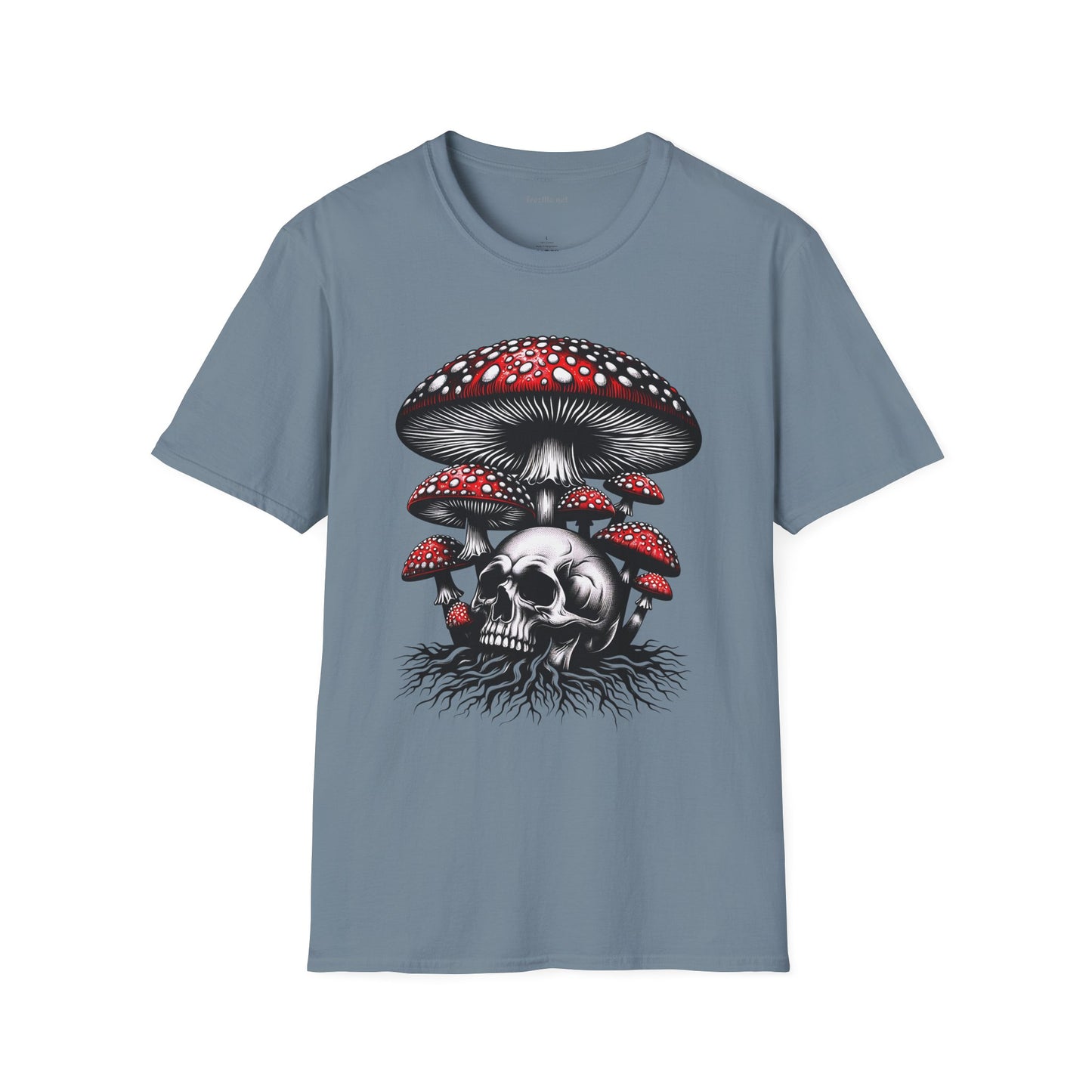 Skull with Mushroom Unisex Softstyle T-Shirt 100% Cotton Graphic
